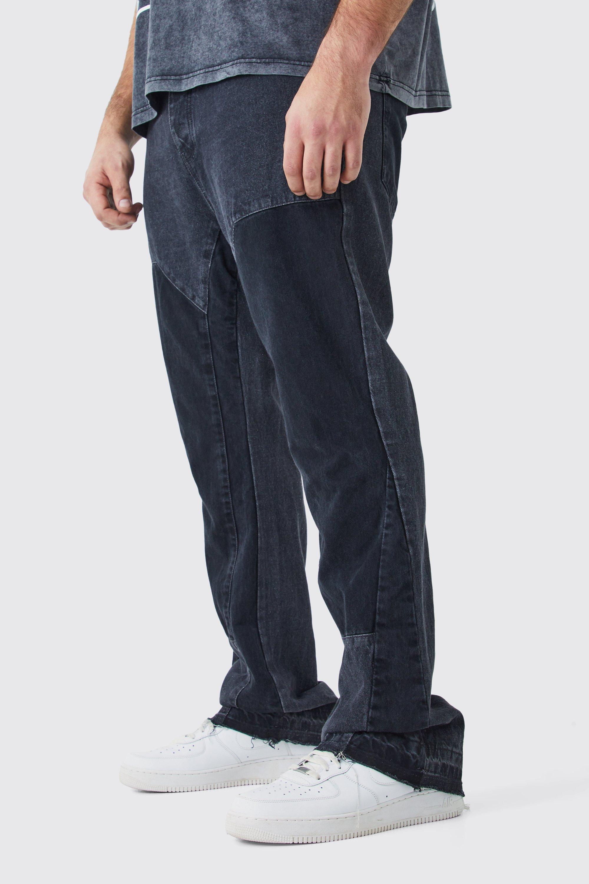 Image of Jeans Plus Size Slim Fit in denim rigido sovratinto stile Carpenter, Grigio