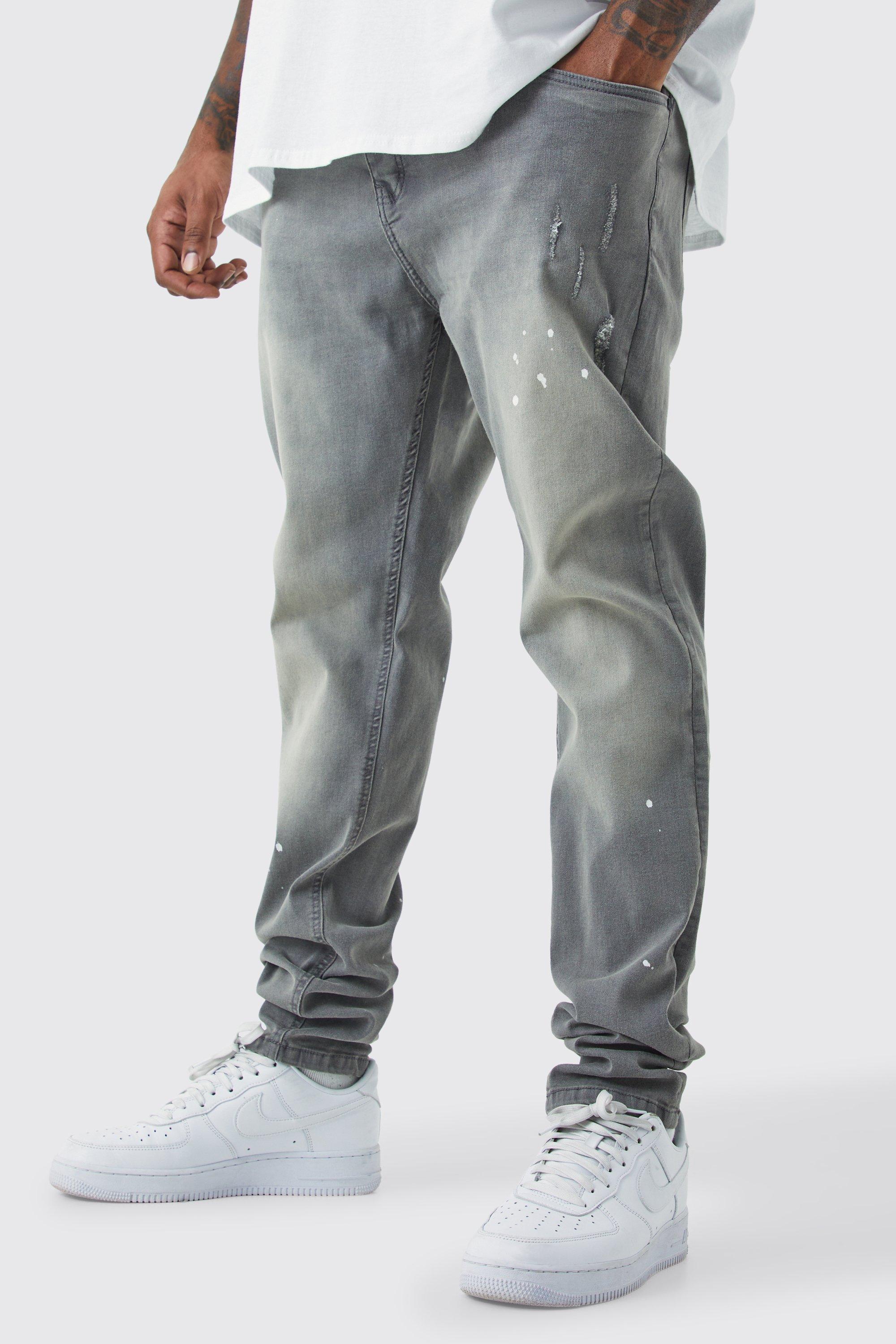 Image of Jeans Plus Size Skinny Fit in denim Stretch con pieghe sul fondo e tinte colorate, Grigio