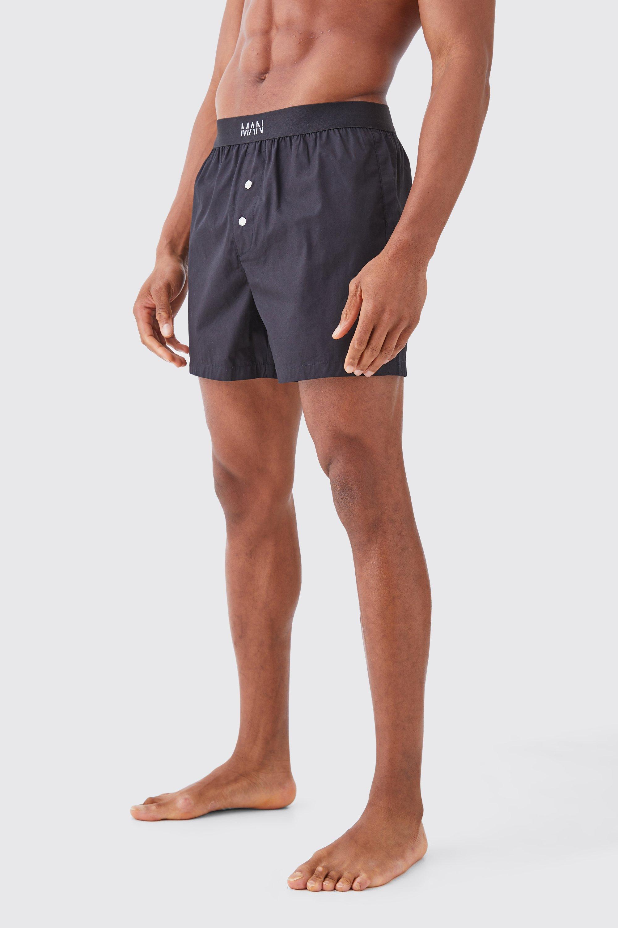 Mens Black Original Man Woven Boxer Shorts