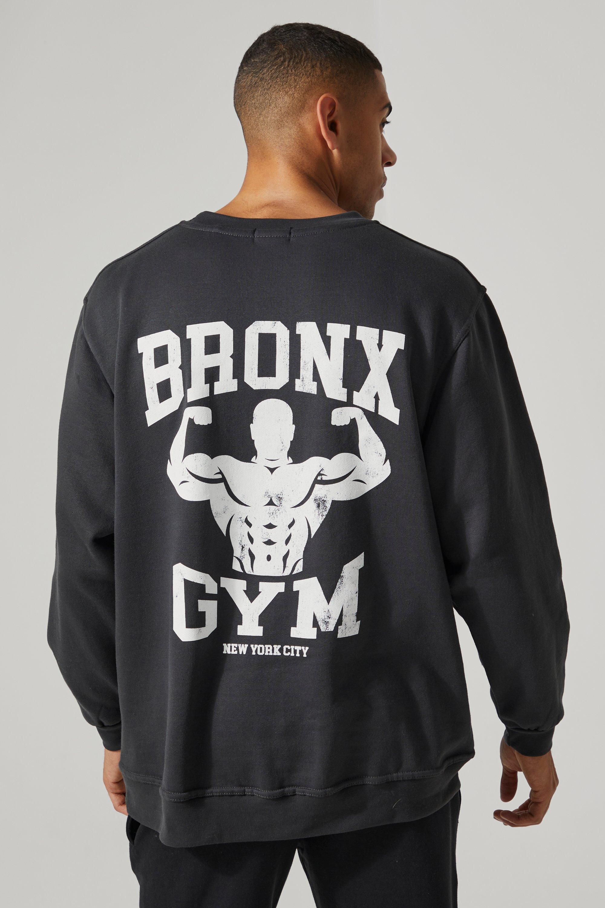 Mens Grey Man Active Bronx Gym Oversized Sweatshirt, Grey