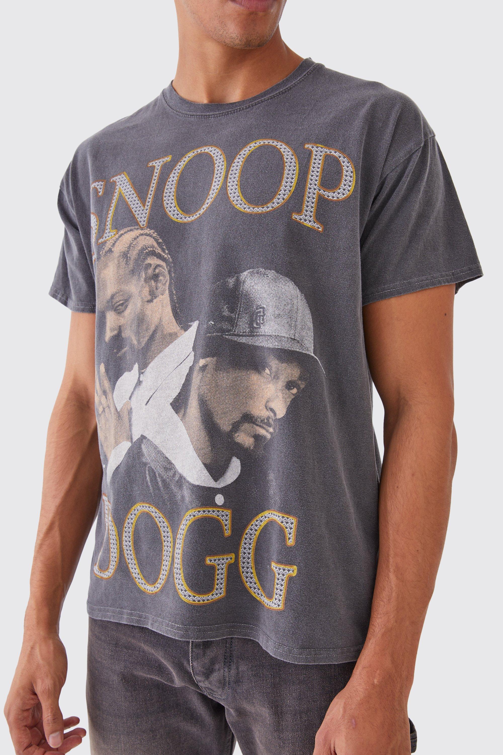 Mens Grey Oversized Snoop Dogg Overdye License T-shirt, Grey