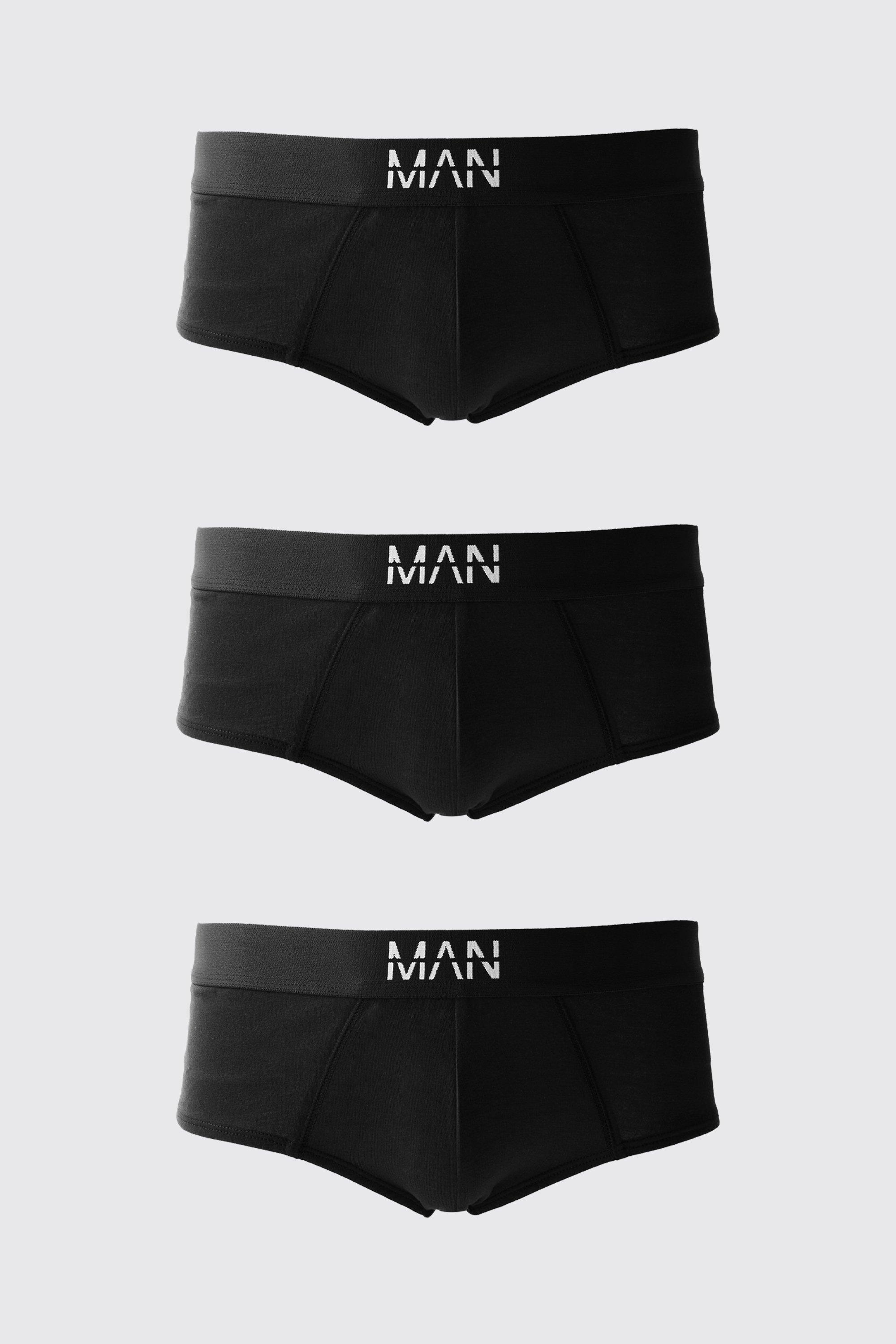 Mens Black 3 Pack Man Dash Briefs, Black