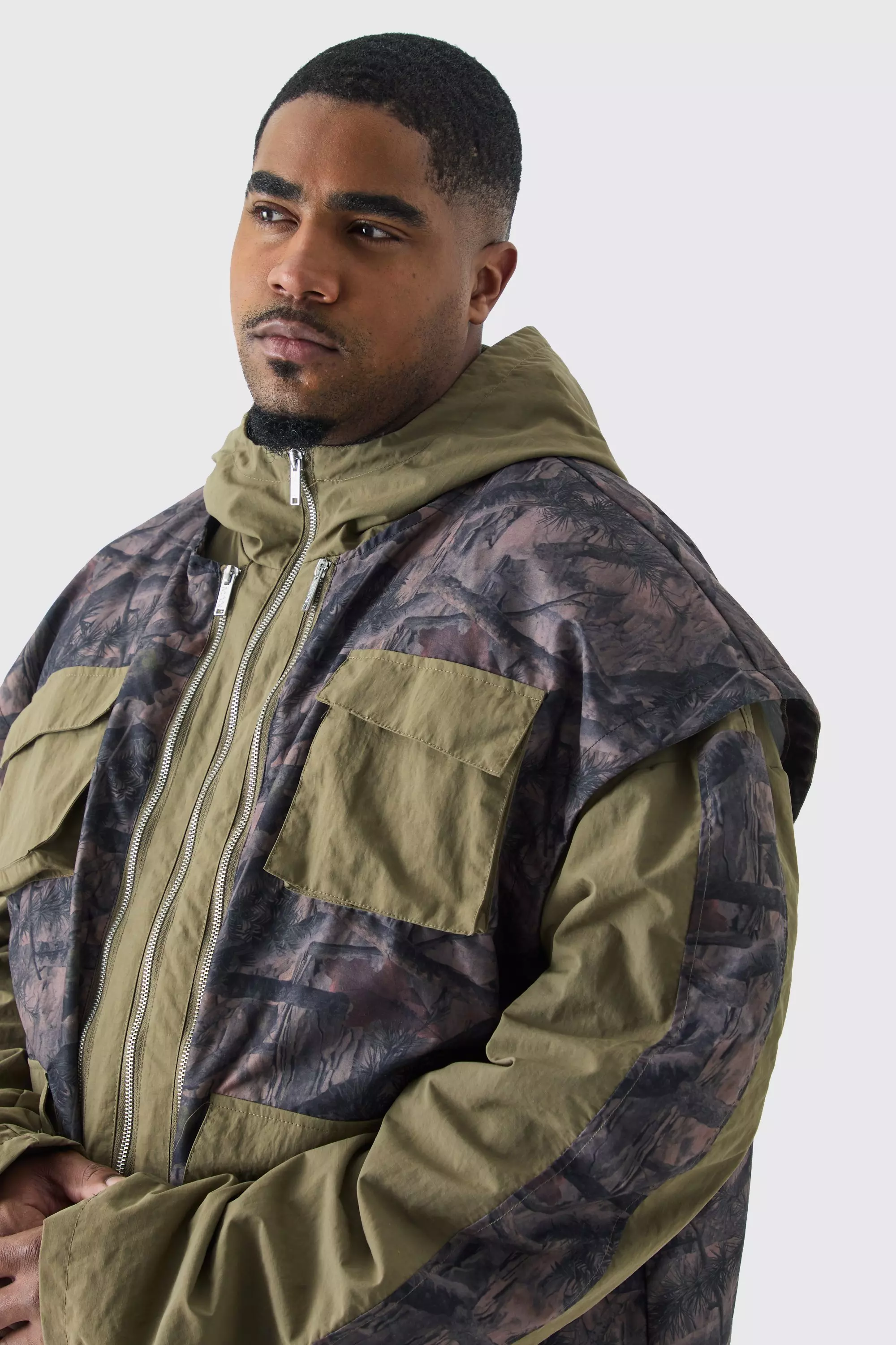 Boohooman jacket hotsell in khaki camo