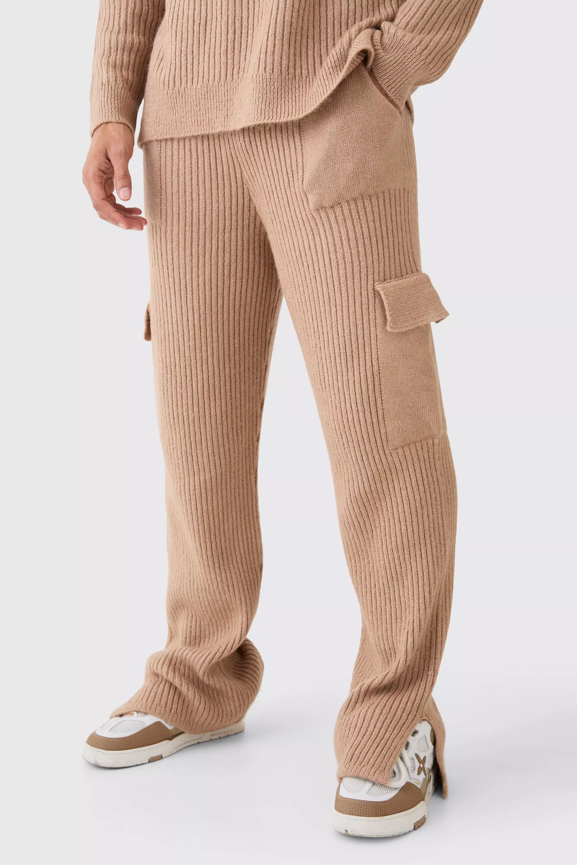 Tan Ribbed Joggers