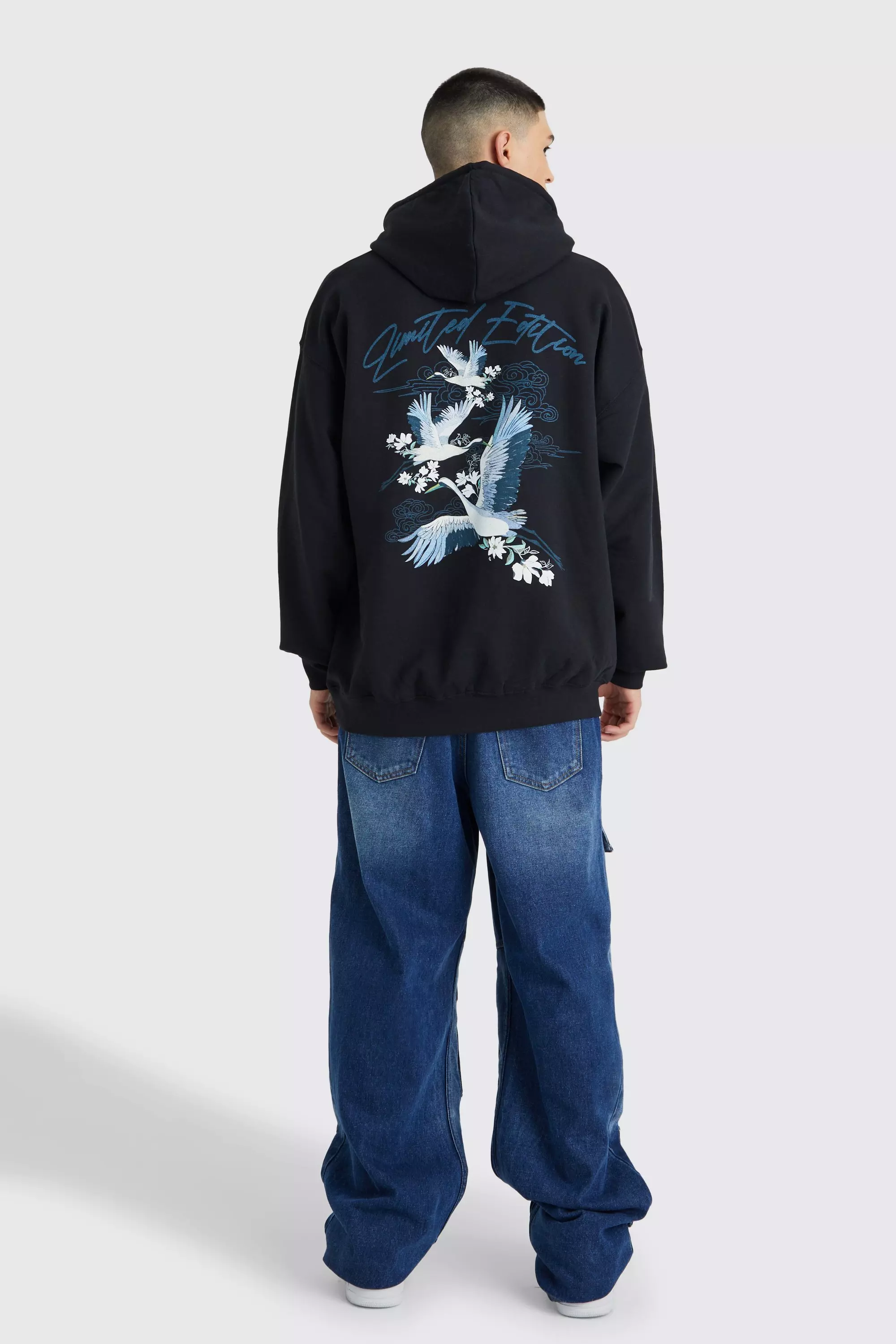 Oversized Limited Edition Bird Graphic Hoodie