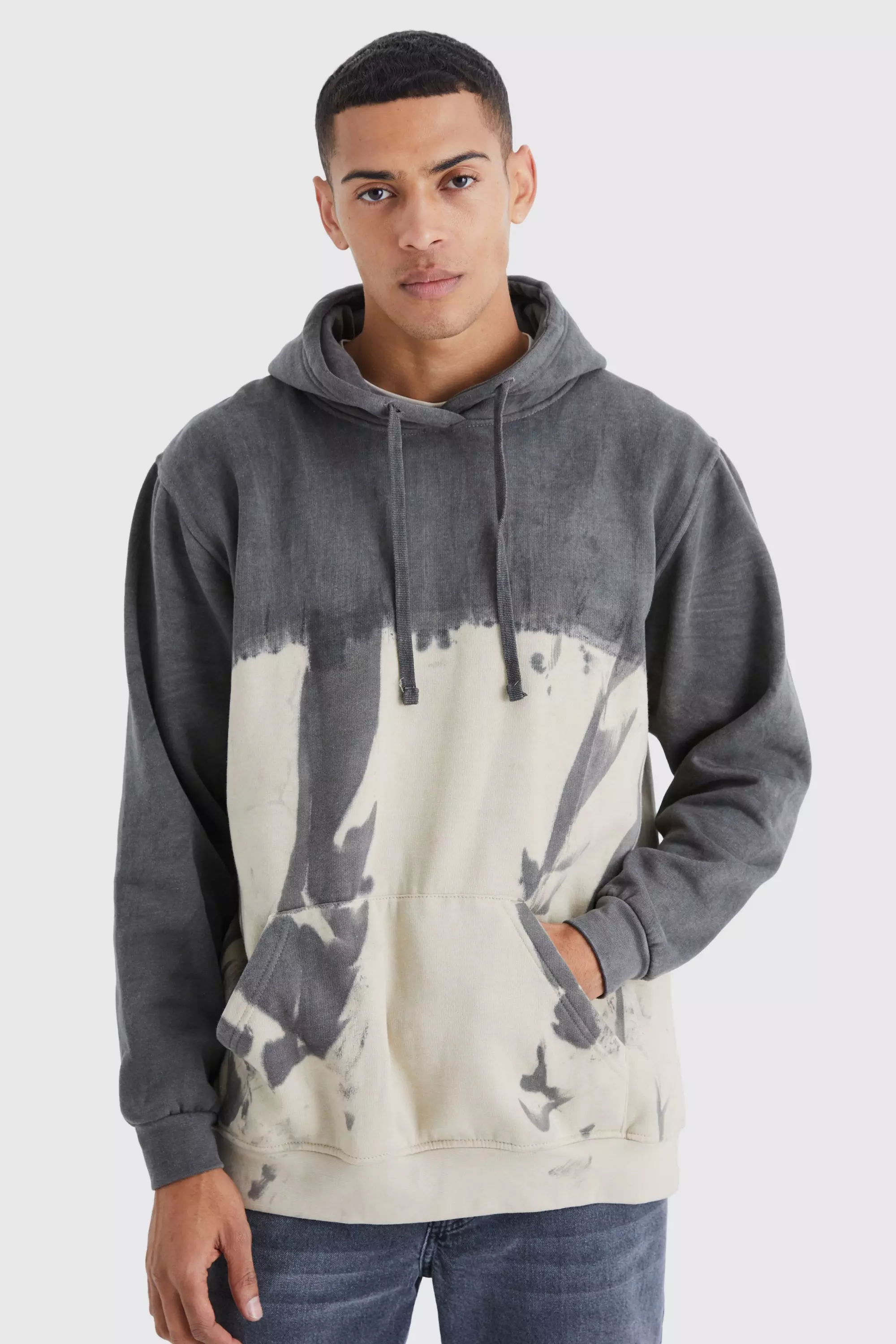 Oversized Bleached Overdye Graphic Hoodie