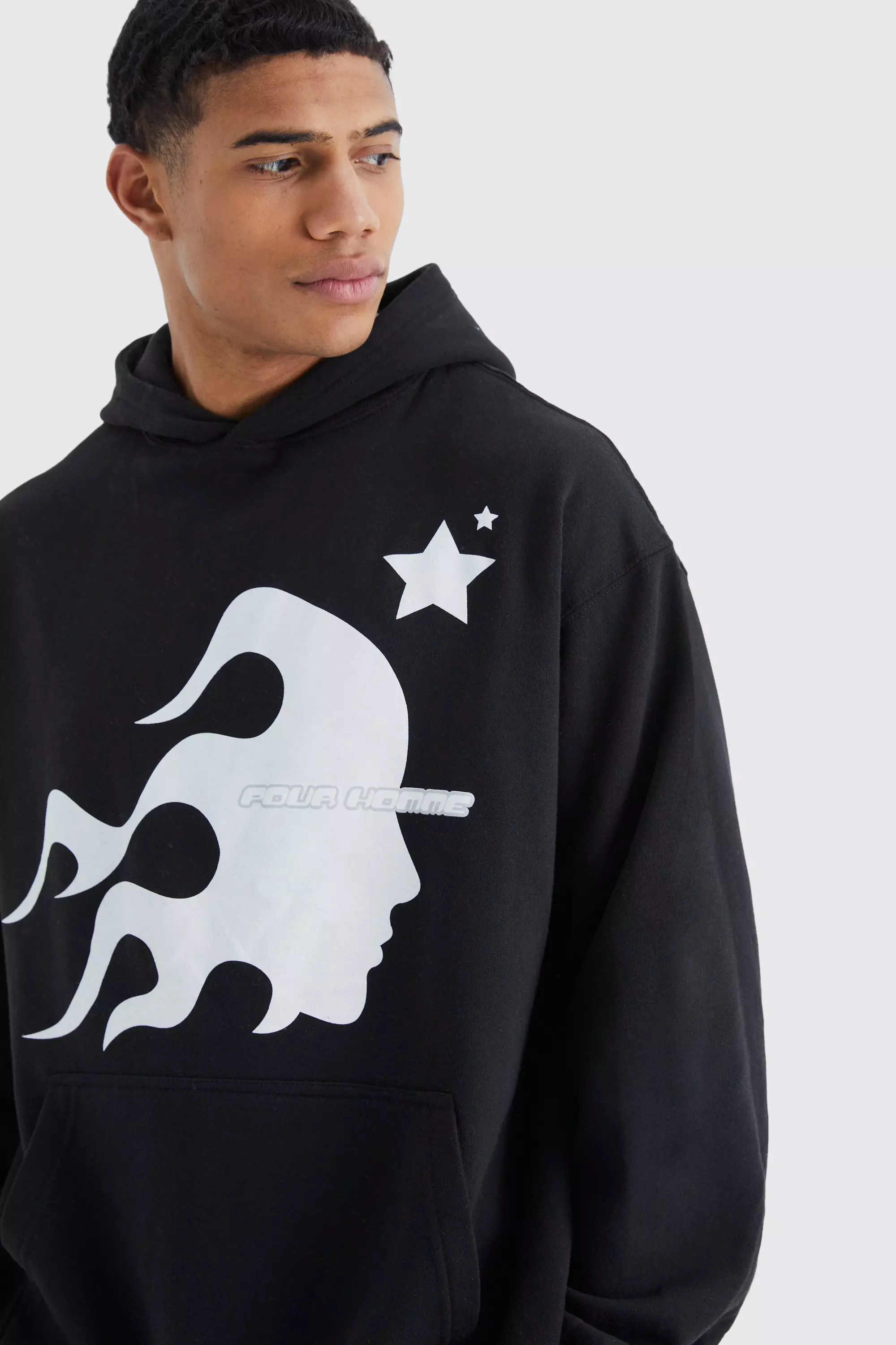 Oversized Homme Graphic Puff Print Hoodie