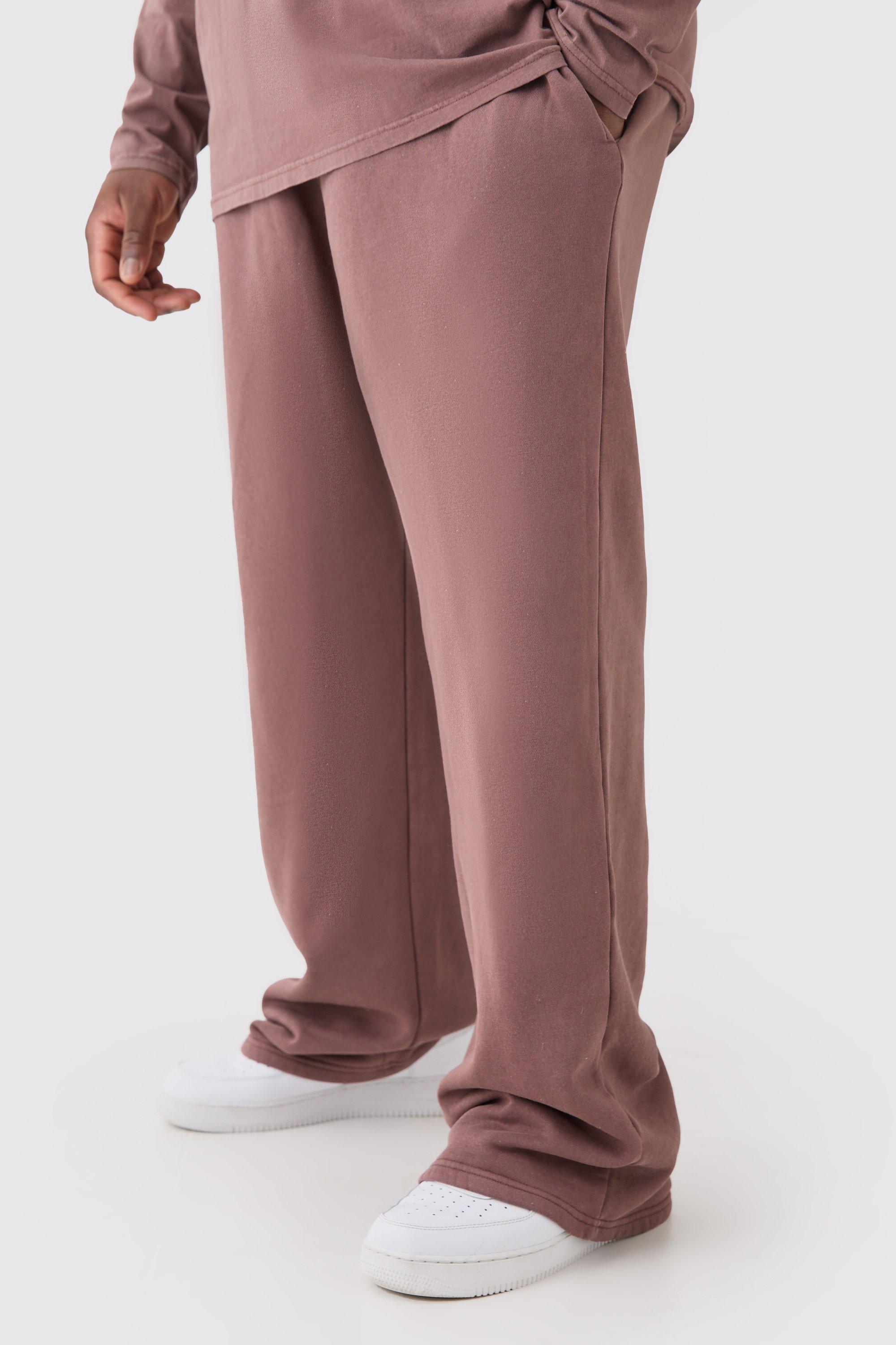 Image of Pantaloni tuta Plus Size rilassati in lavaggio riciclato, Brown