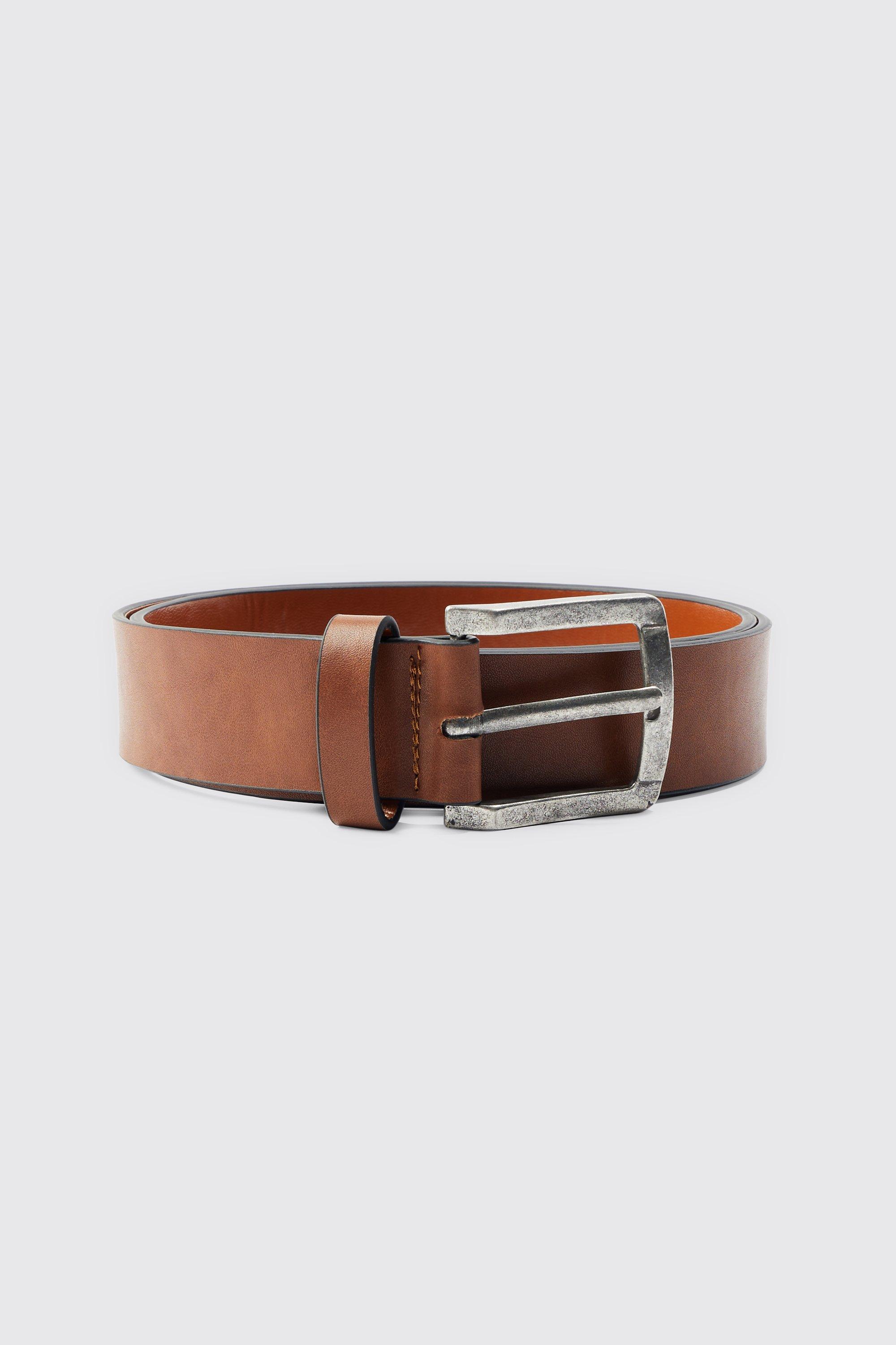 Mens Brown Faux Leather Belt, Brown