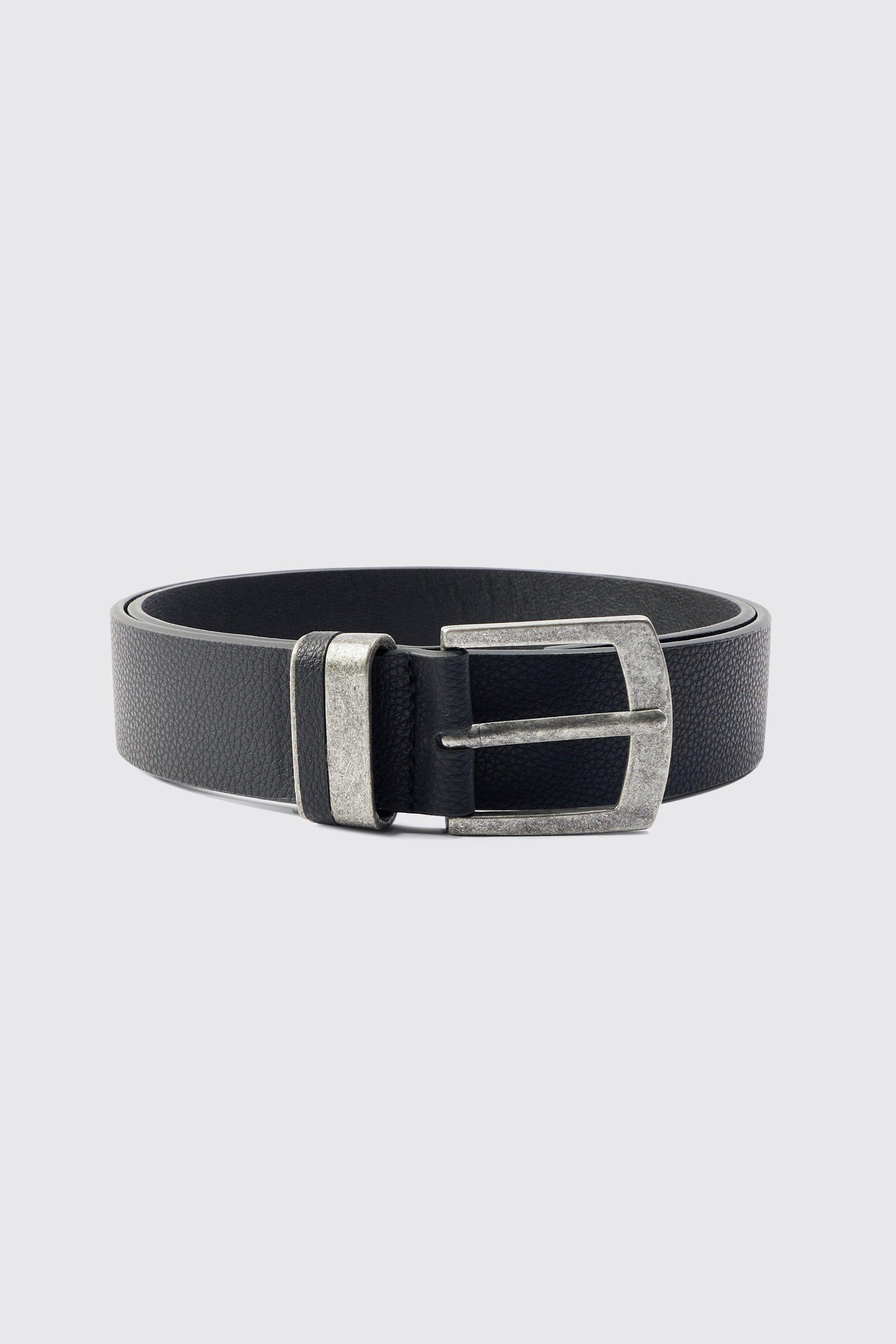 Mens Black Faux Leather Belt, Black