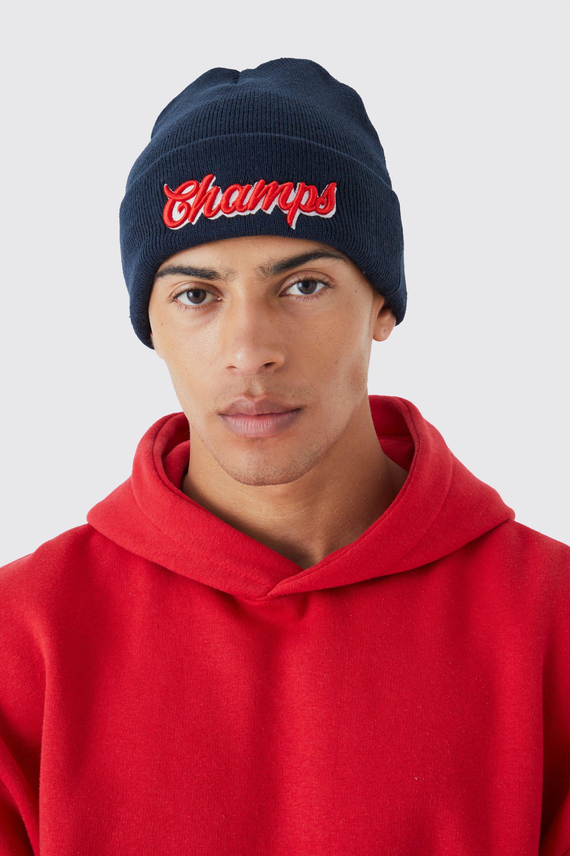 Mens Navy Champs Varsity Beanie, Navy