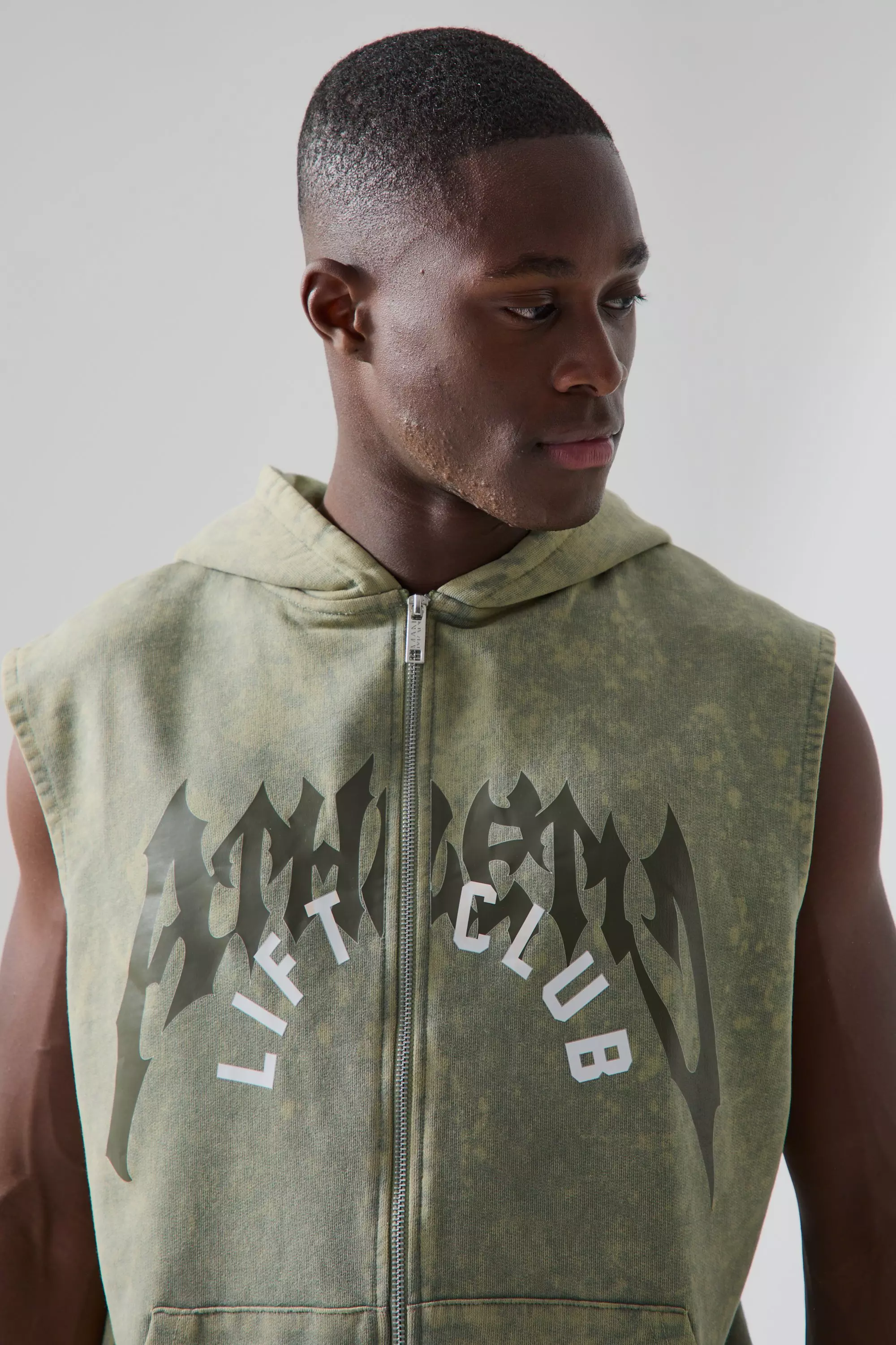 Man Active Oversized Washed Sleeveless Hoodie boohooMAN USA