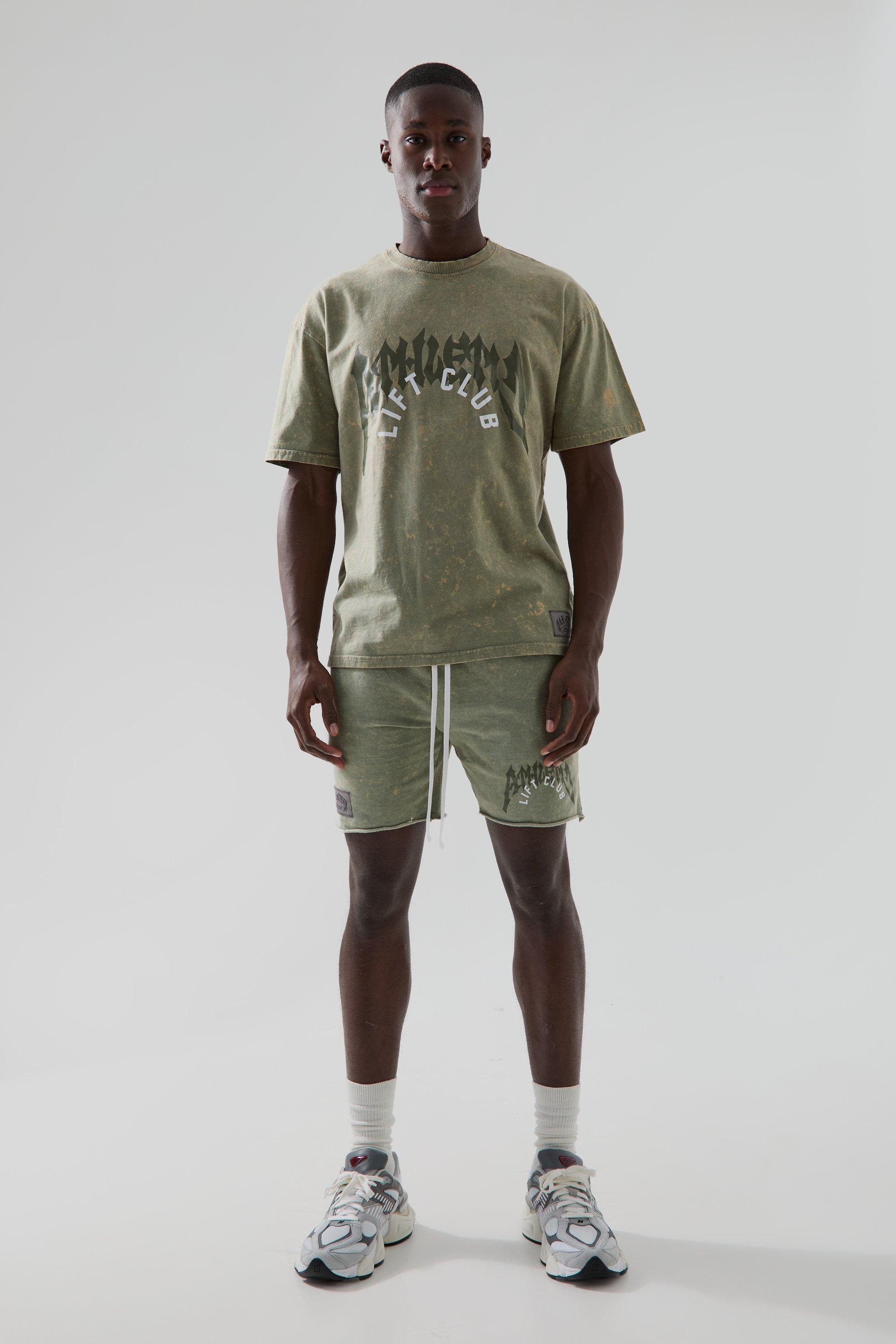 Image of Set T-shirt oversize Man Active in lavaggio Rest Day, Verde