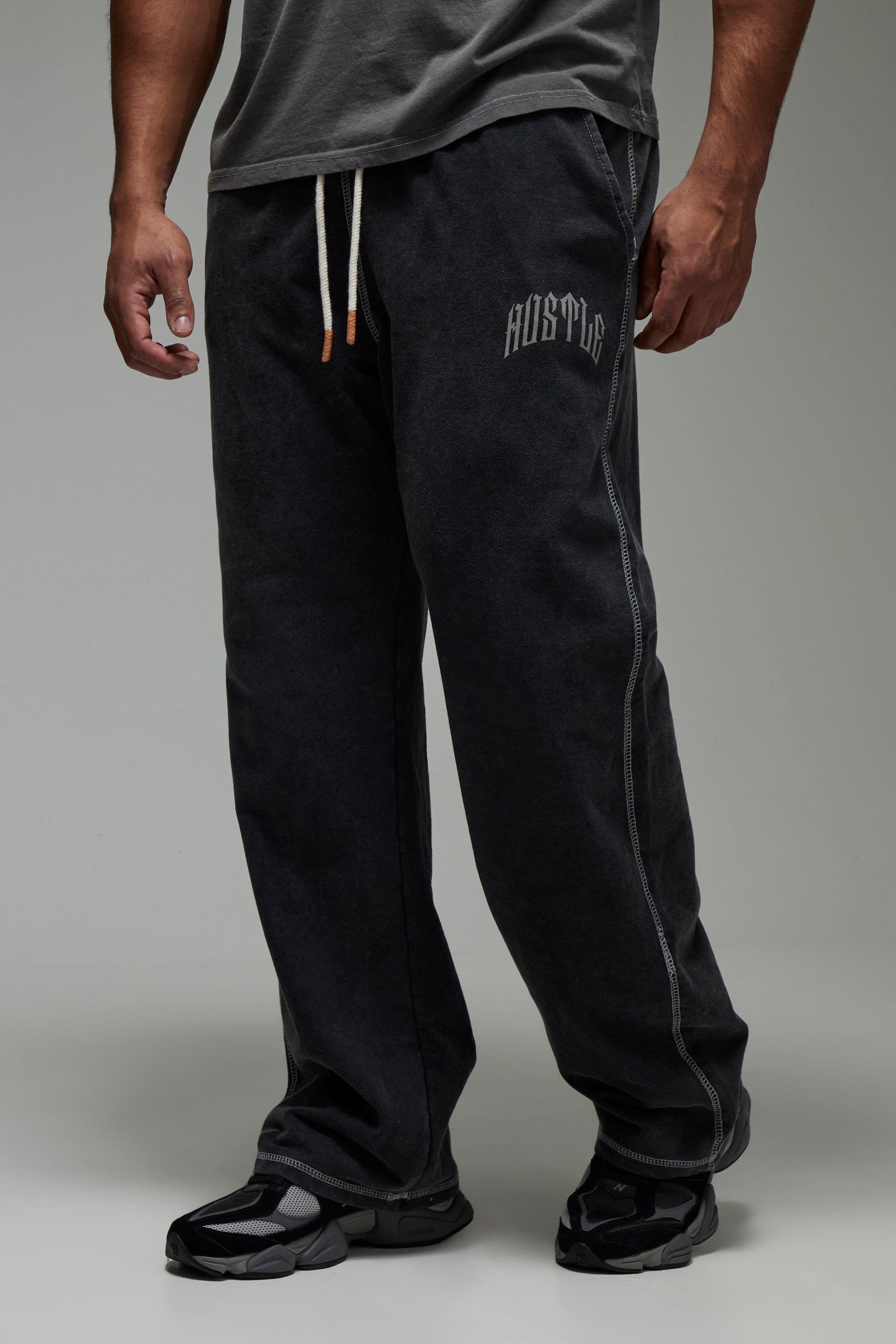 Mens Black Man Active Straight Leg Washed Rest Day Jogger, Black