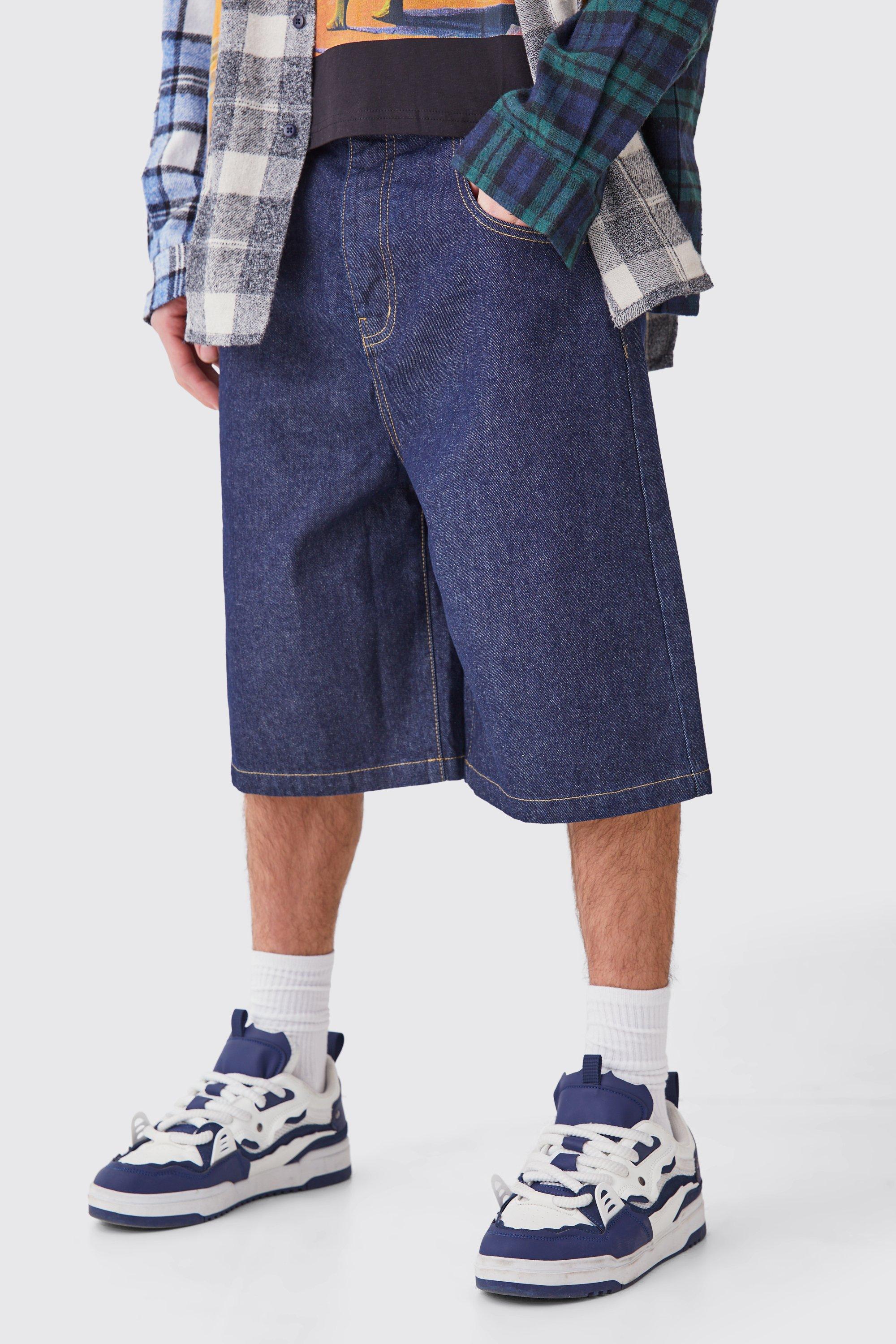 Image of Pantaloni tuta in denim indaco, Azzurro