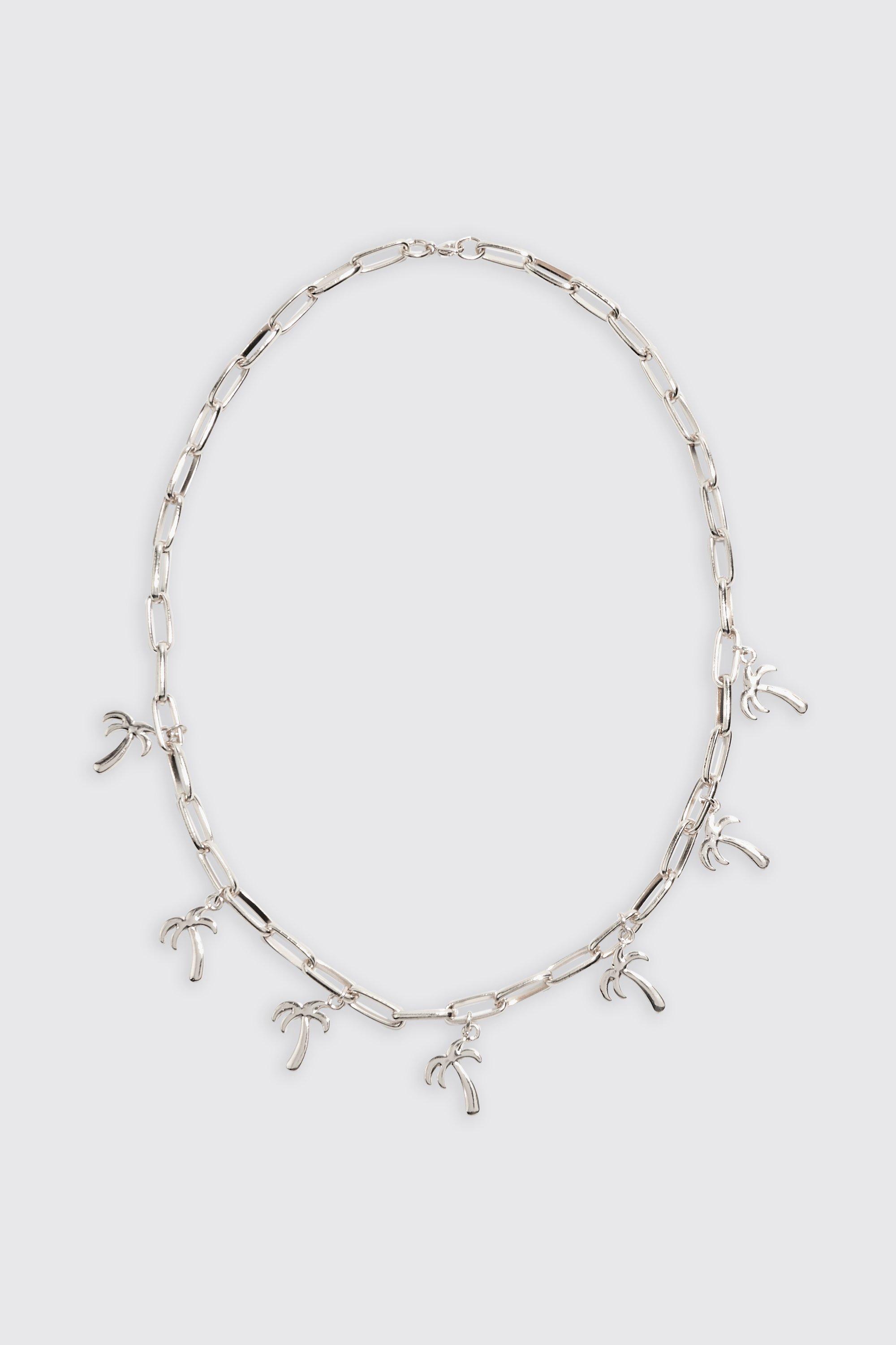 collier à pendentif palmier homme - argent - one size, argent