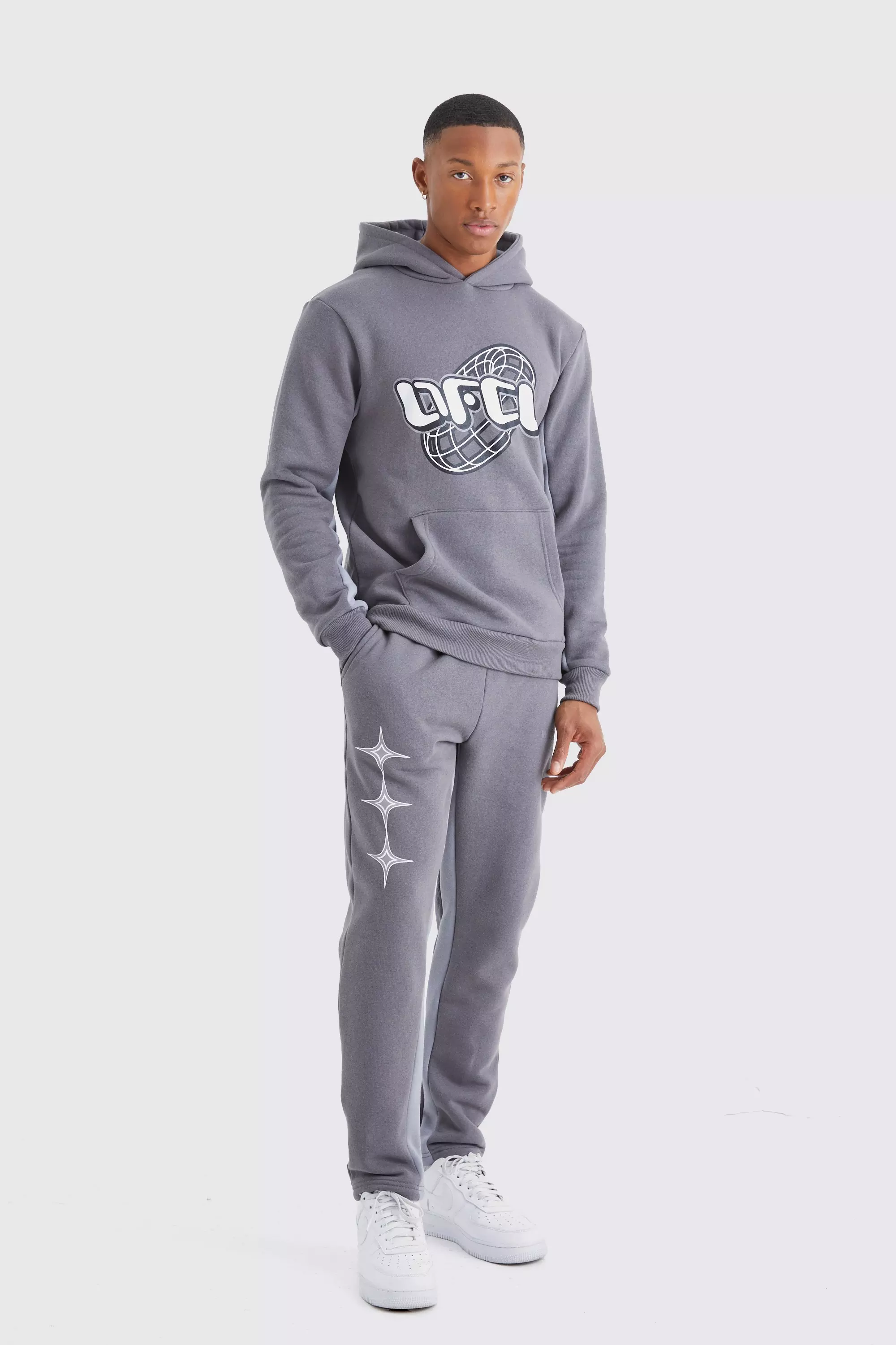 Grey slim fit tracksuit on sale mens