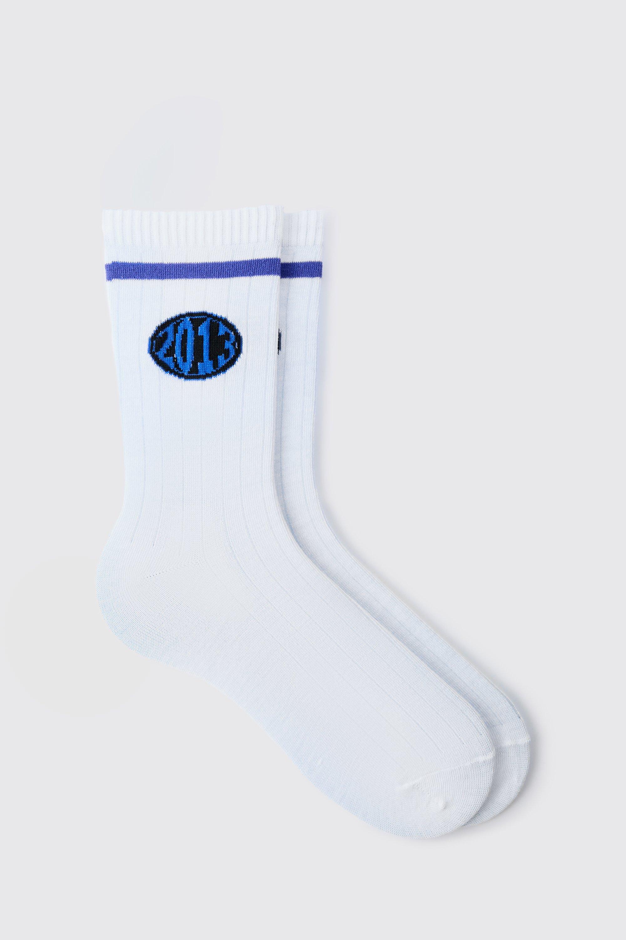 Mens White 2013 Sports Stripe Socks, White