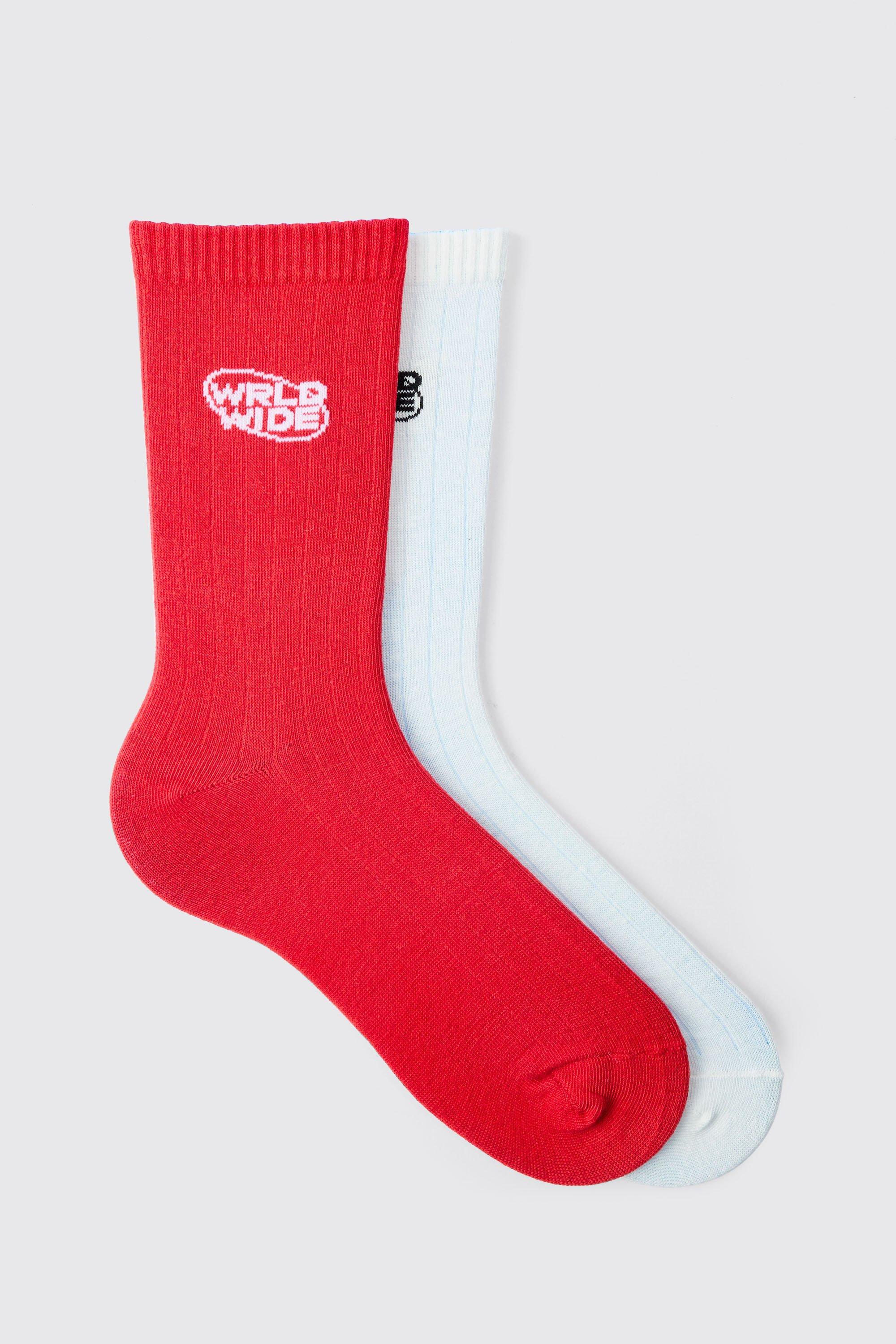 men's 2 pack worldwide intarsia socks - multi - one size, multi