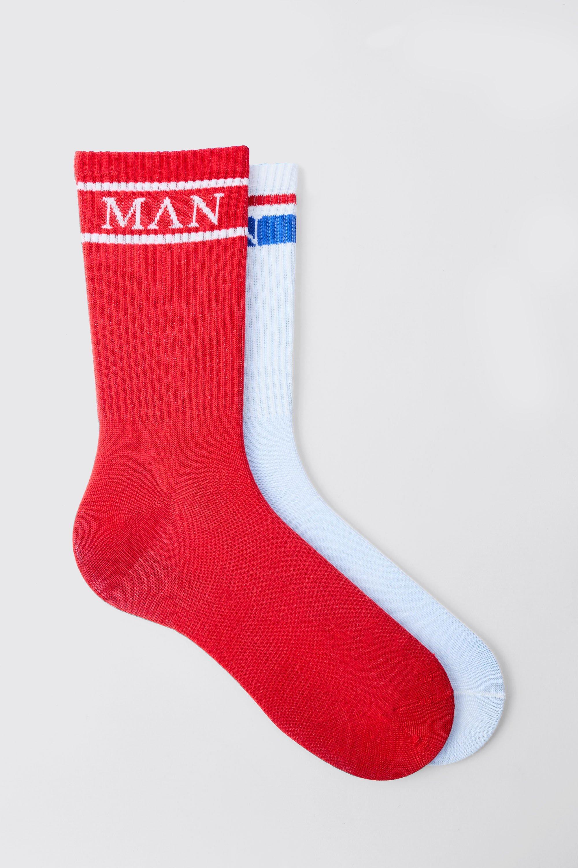 Mens Multi 2 Pack Original Man Sports Stripe Socks, Multi