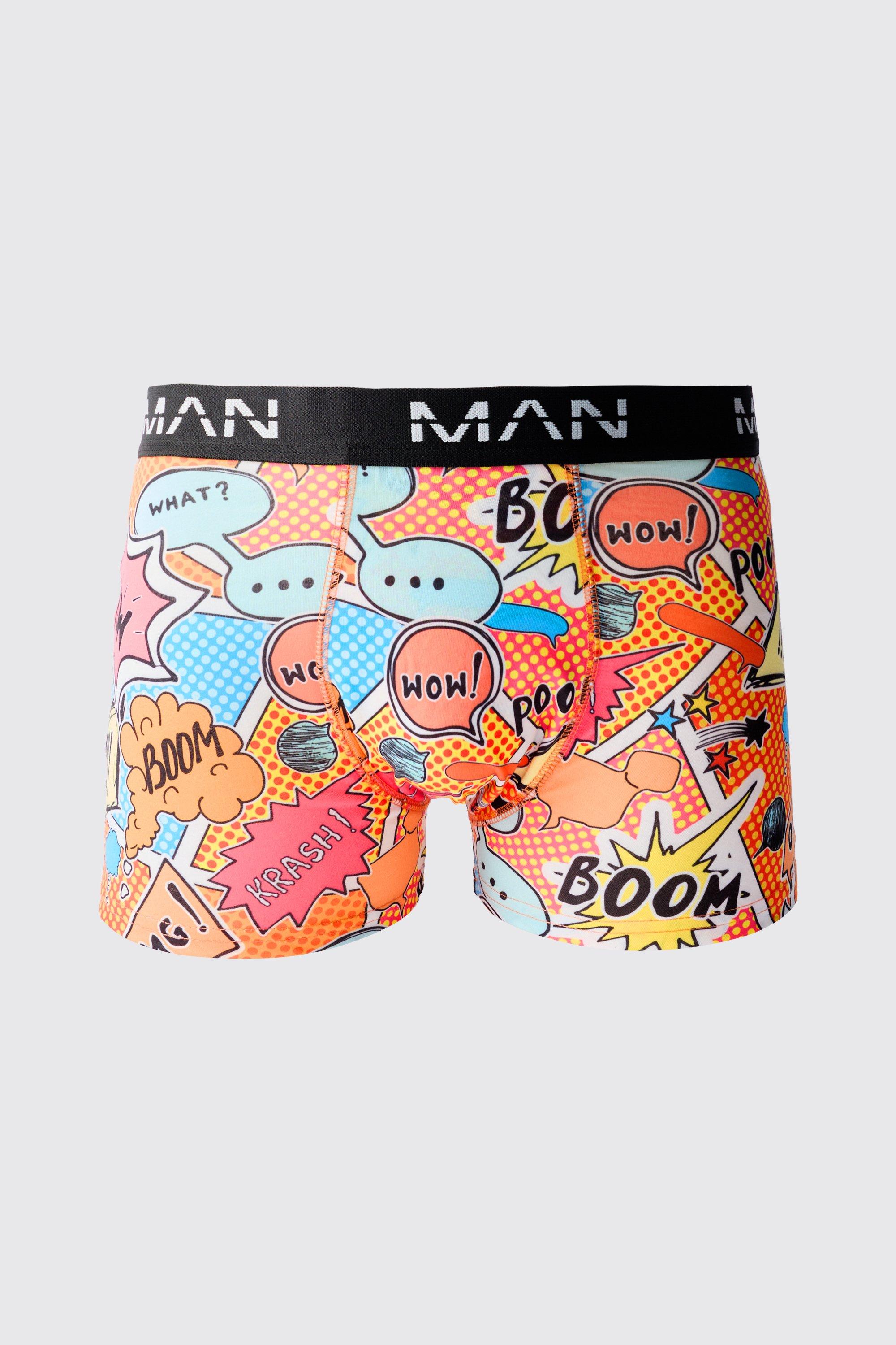 Mens Multi Man Comic Printed Boxers, Multi