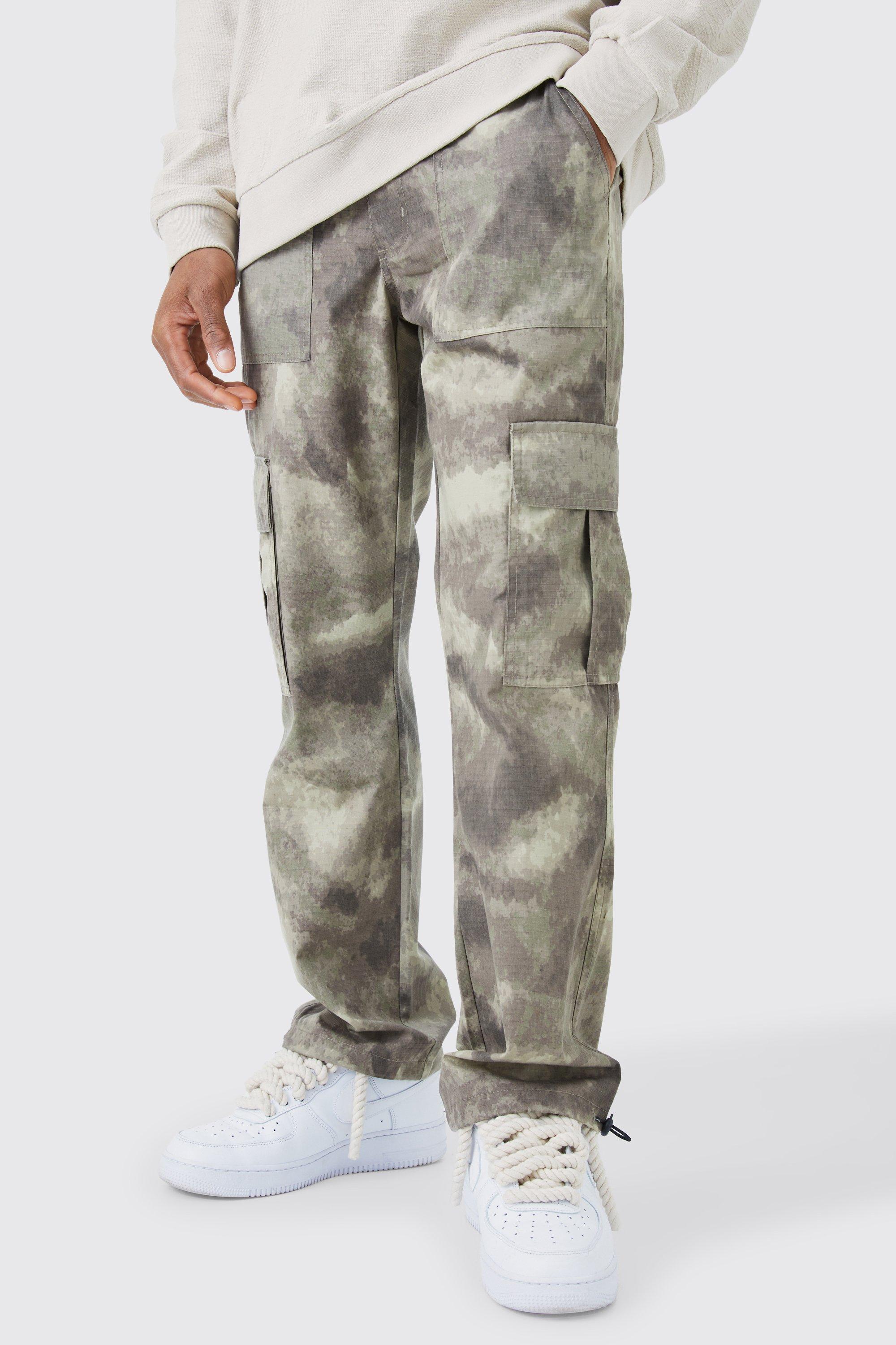 pantalon droit à imprimé camouflage homme - kaki - 28, kaki