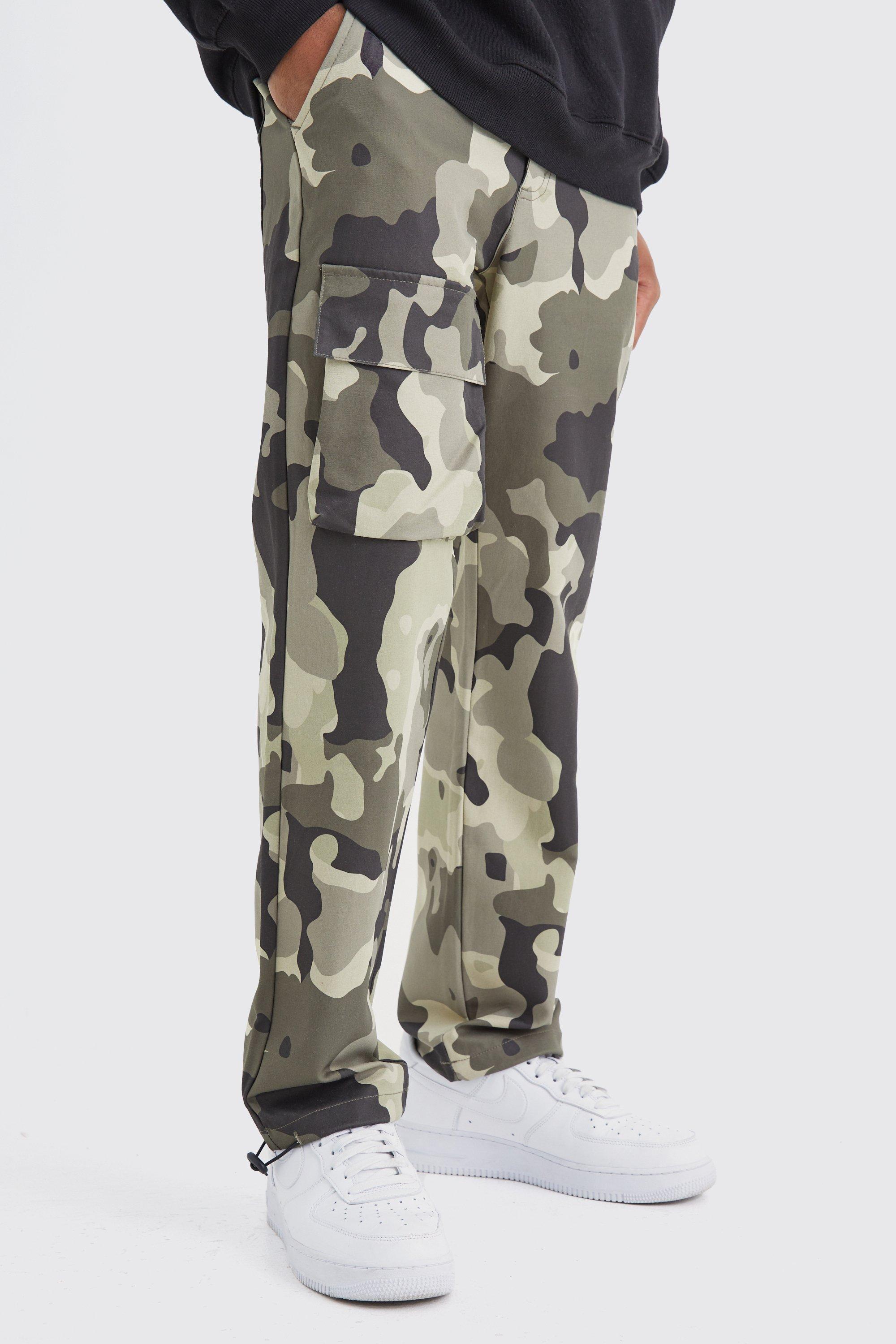 pantalon cargo droit à imprimé camouflage homme - kaki - 36, kaki