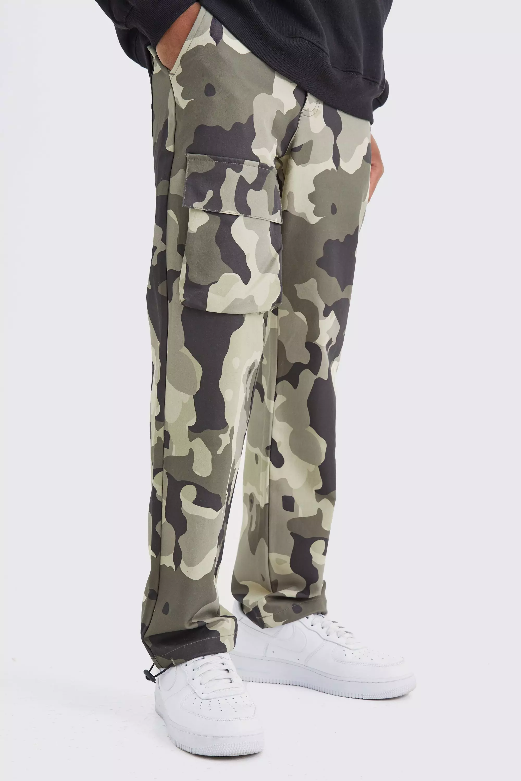 Camo Straight-Leg Cargo Pants