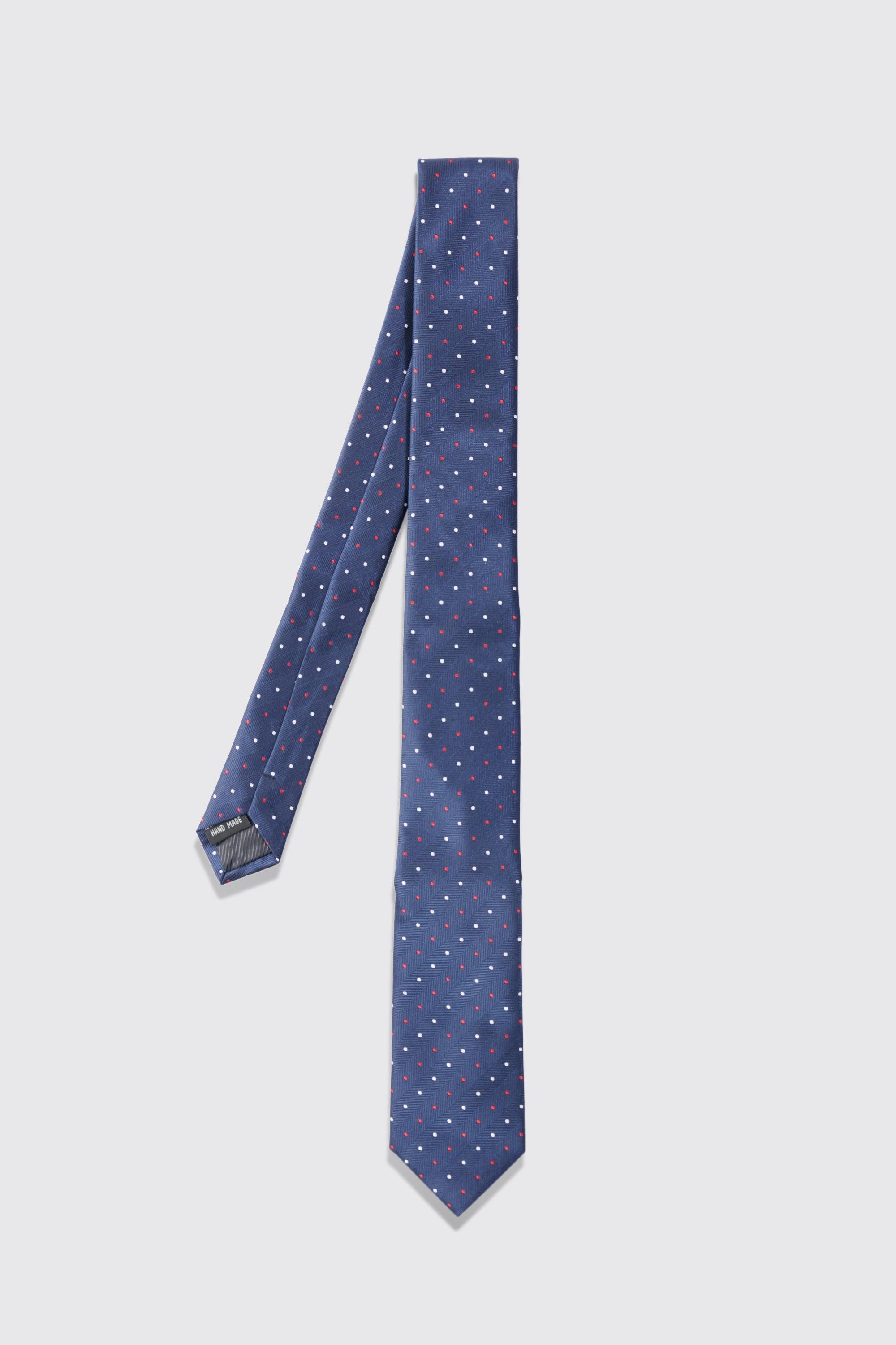 Mens Navy Polka Dot Slim Tie, Navy