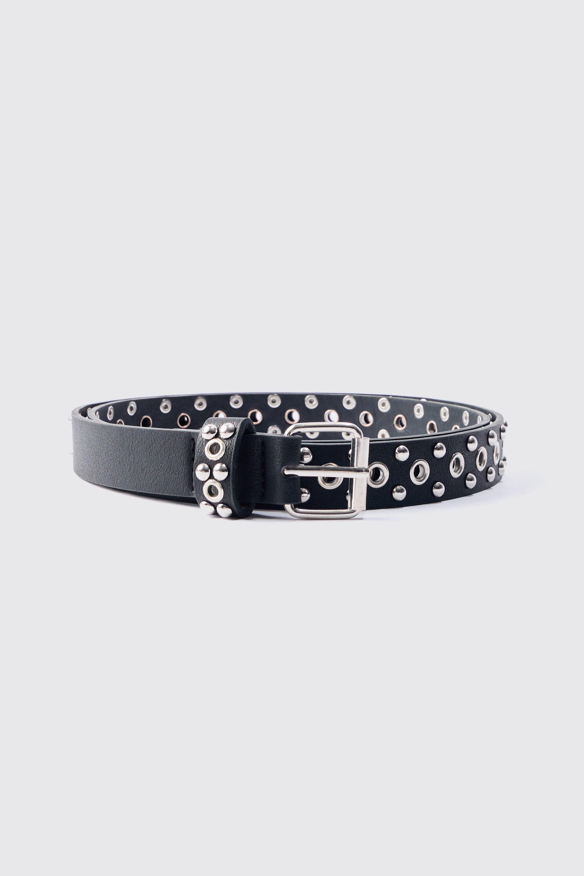 Mens Eyelet Belt in Black, Black