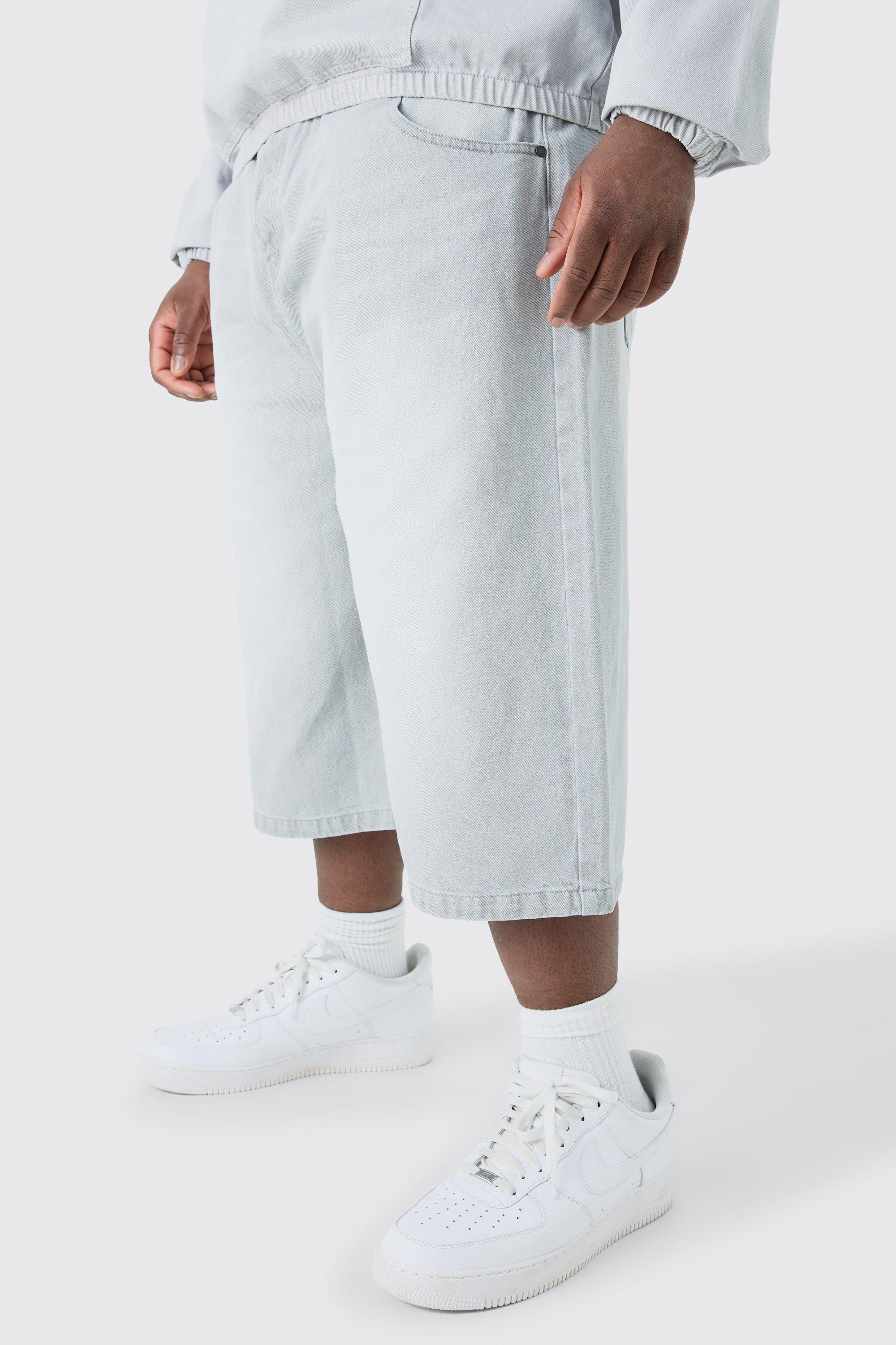 Image of Pantaloni tuta lunghi Plus Size in denim slavato grigio, Grigio