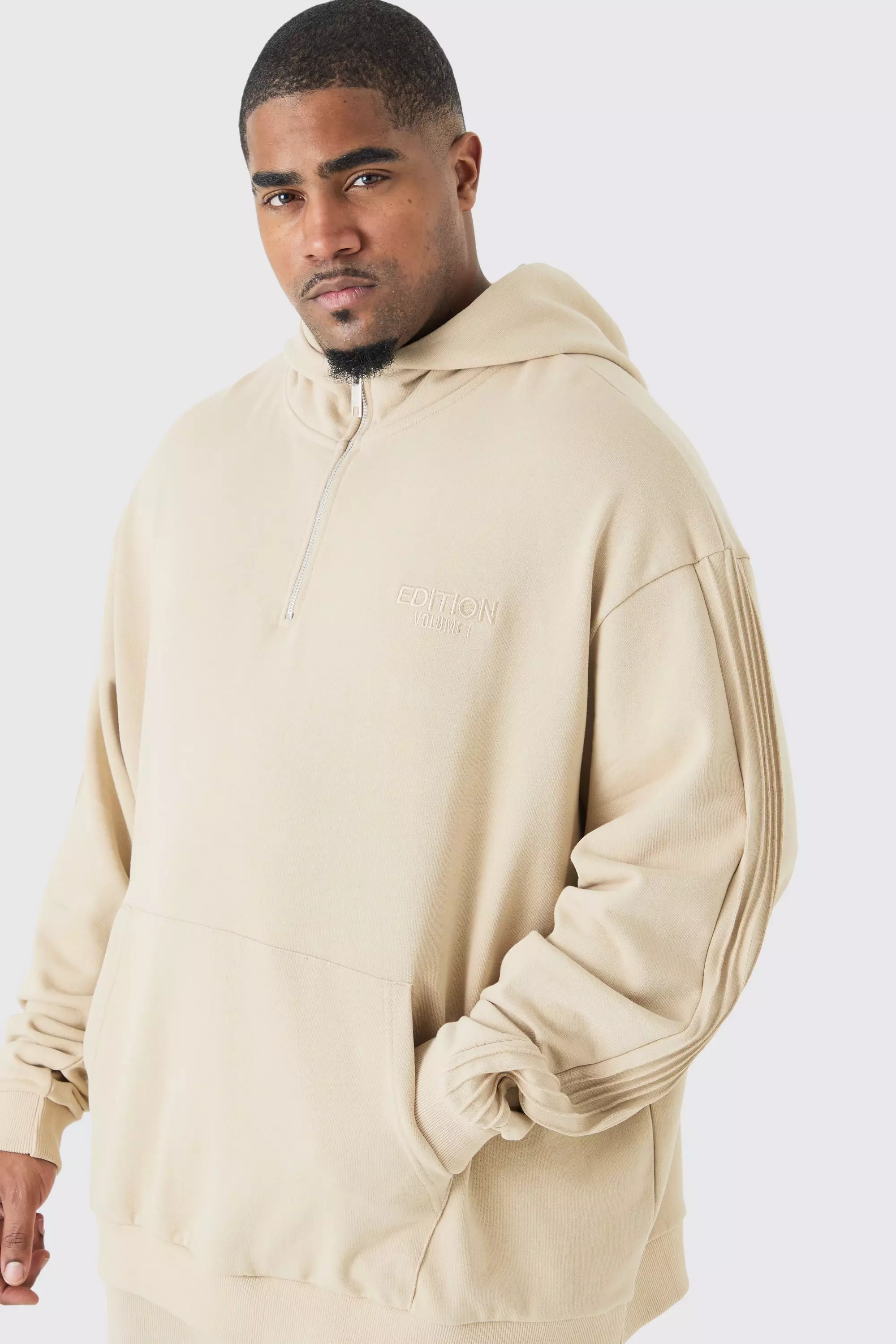 Plus EDITION Oversized Heavyweight 1/4 Zip Pintuck Hoodie