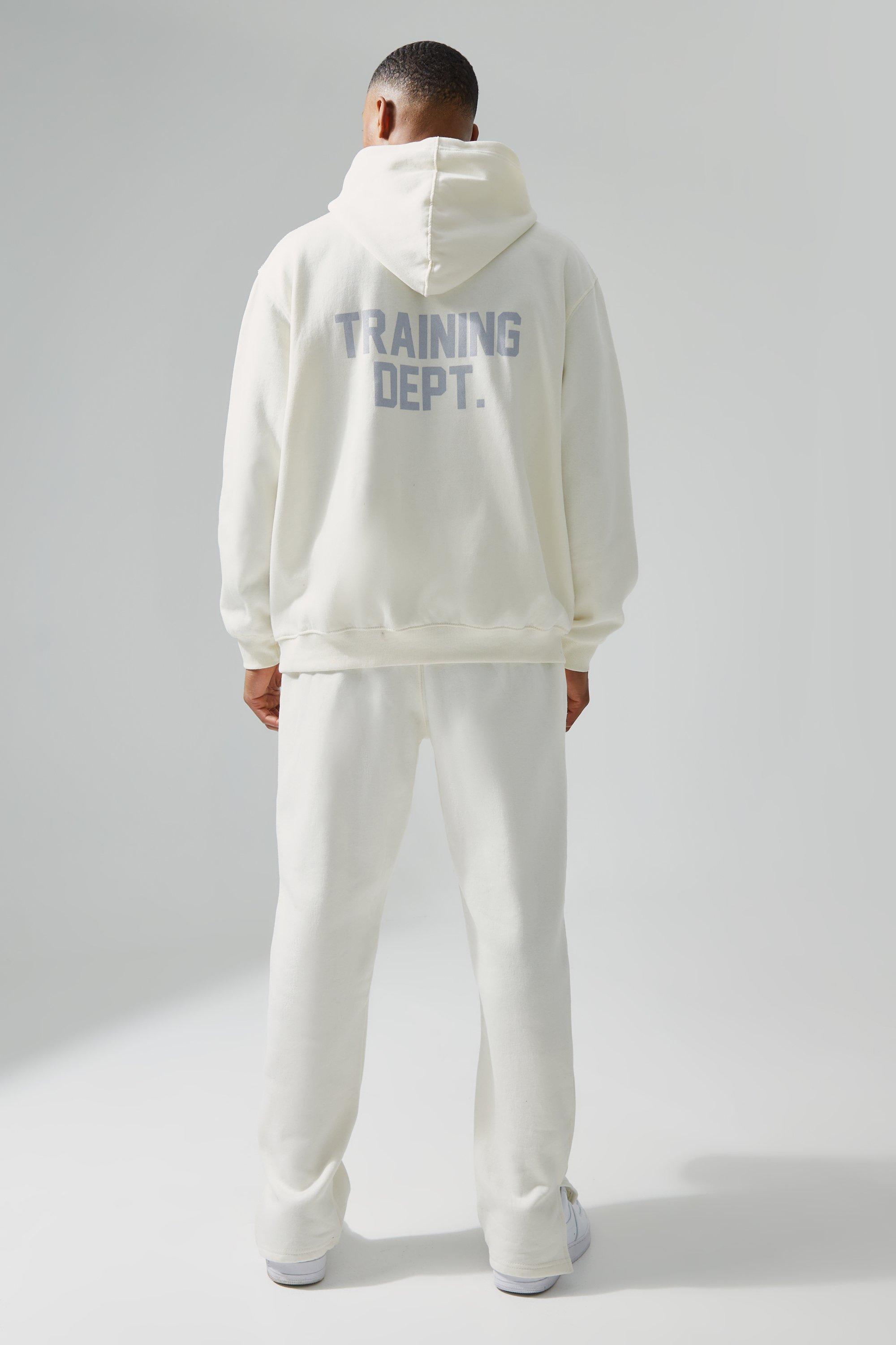 Mens Cream Man Active Oversized Training Dept Tracksuit, Cream