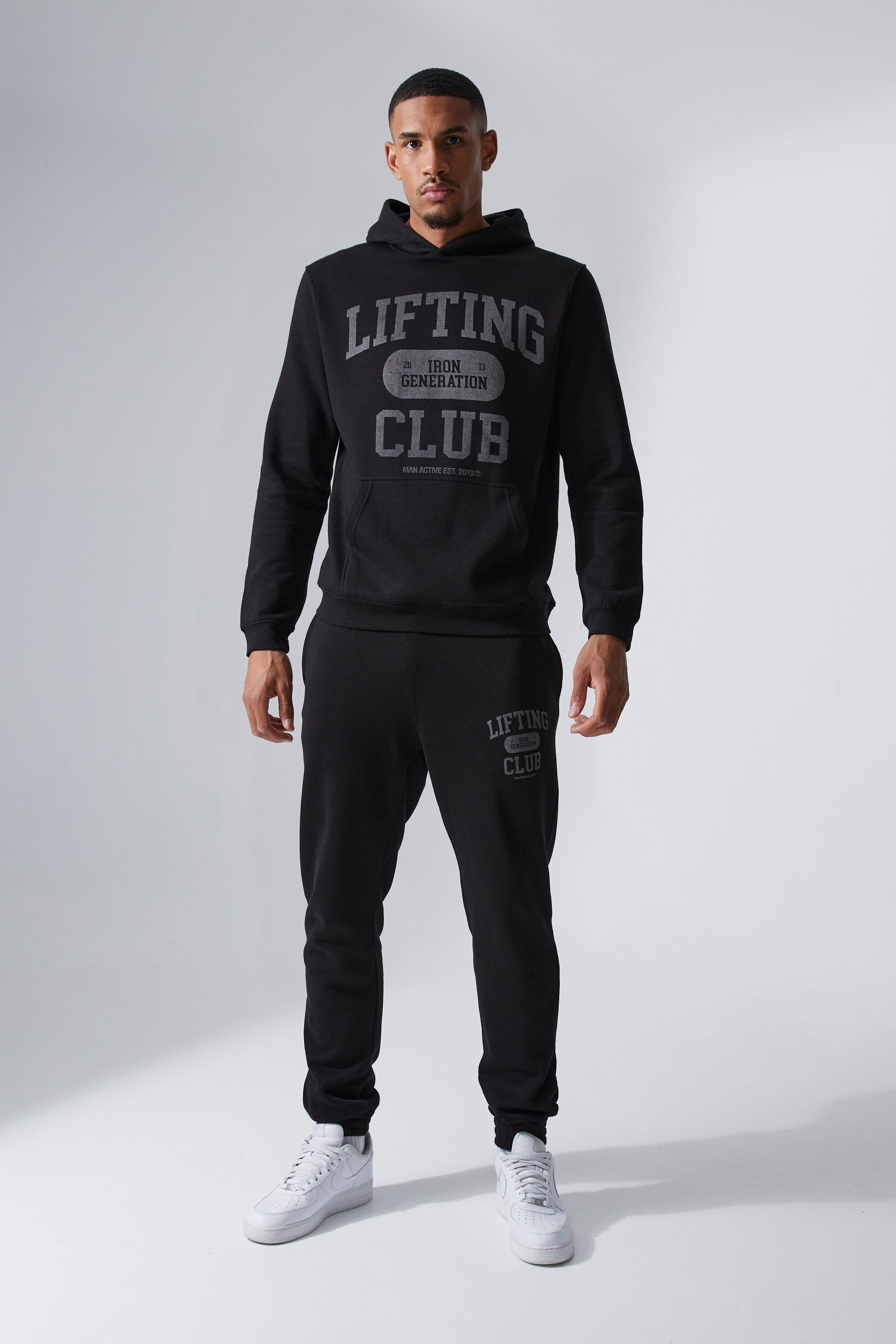 men's tall man active lift club hood tracksuit - black - s, black