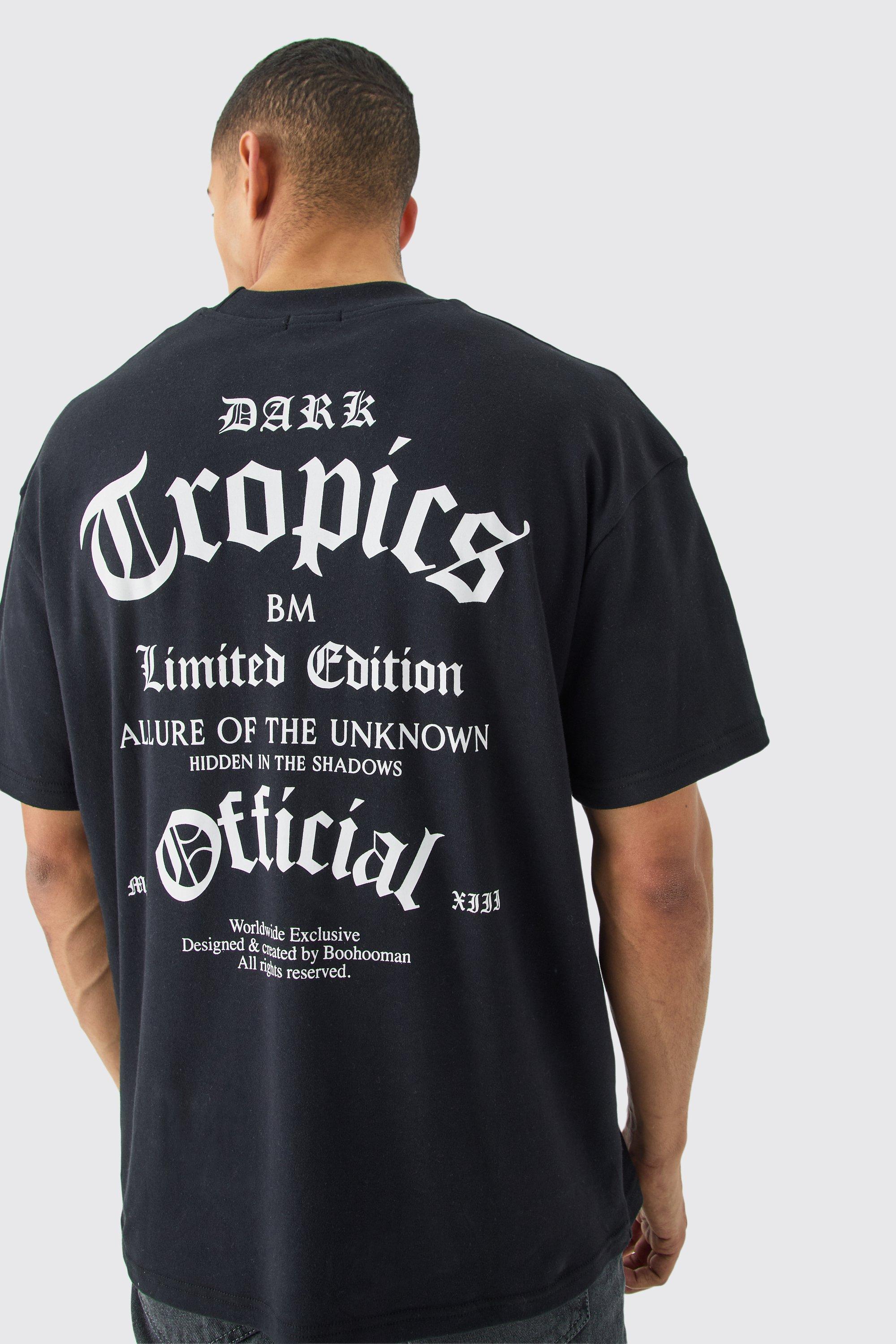 Image of T-shirt oversize Interlock Dark Tropics, Nero