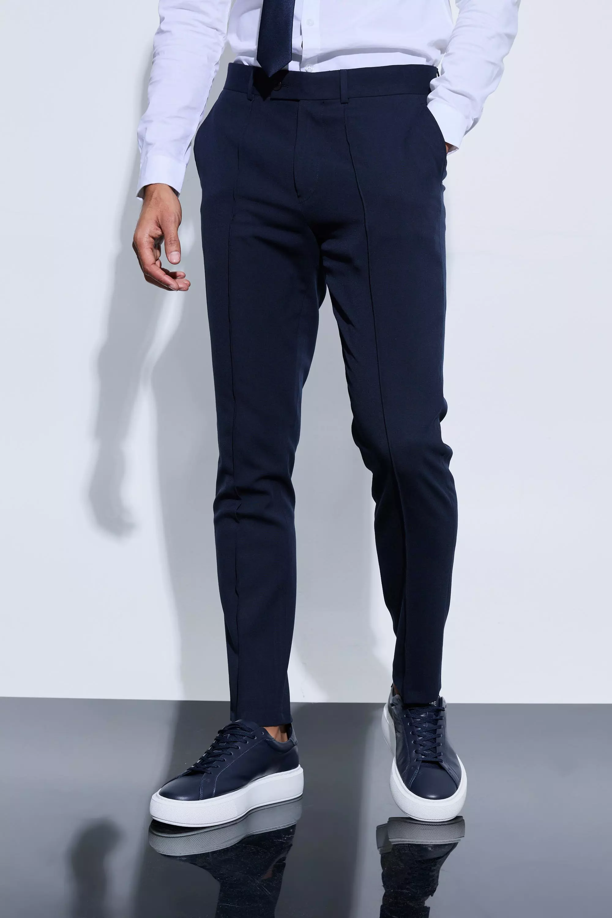 Smart navy on sale cropped trousers