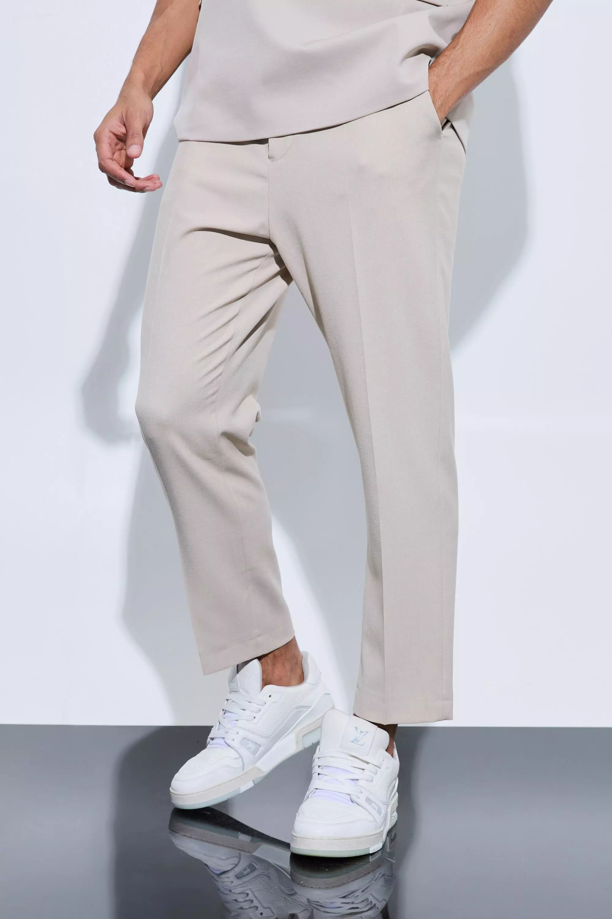 High Rise Tapered Crop Tailored Trouser