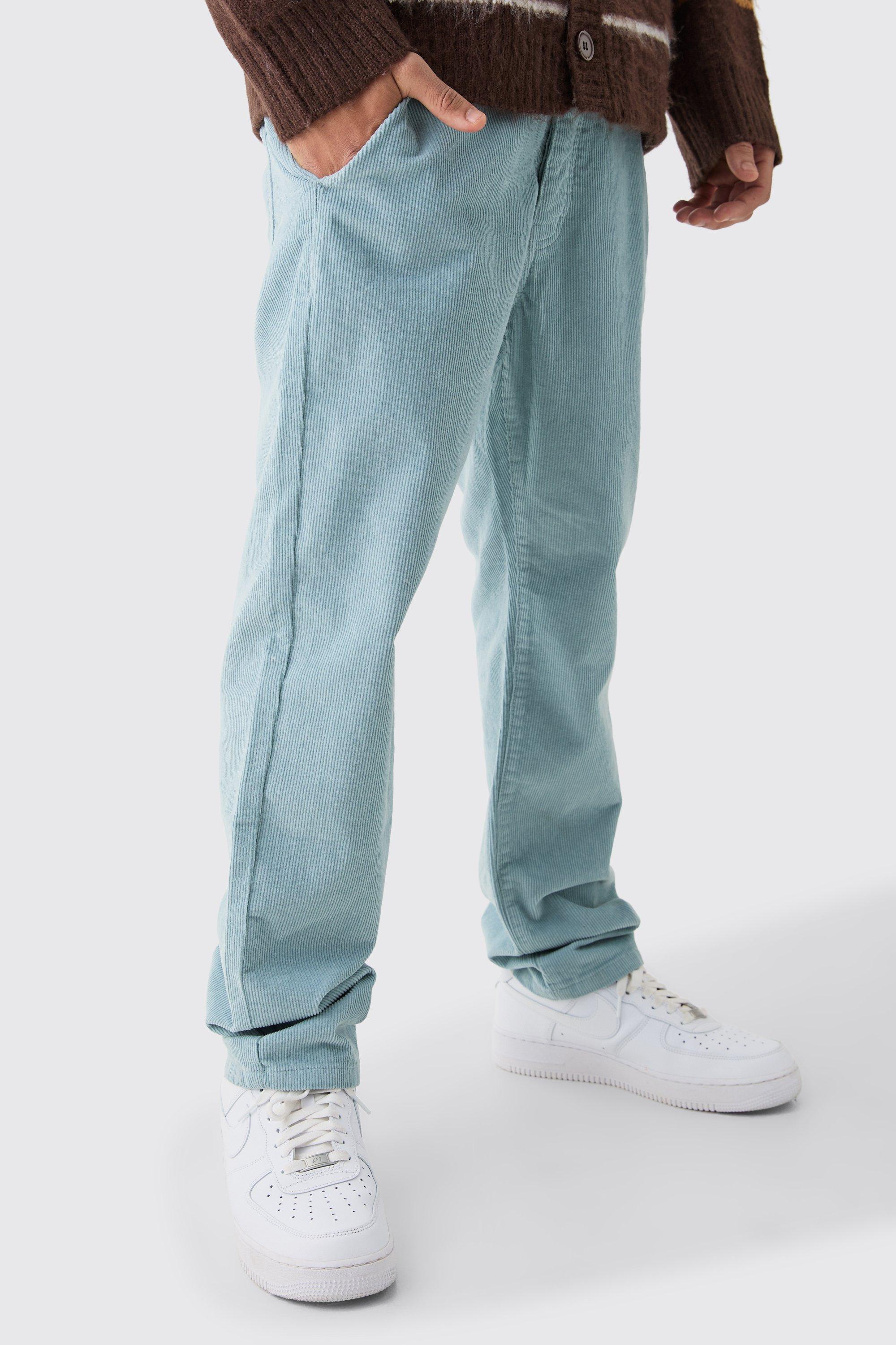 Image of Pantaloni affusolati rilassati in velluto a coste color ardesia, Grigio