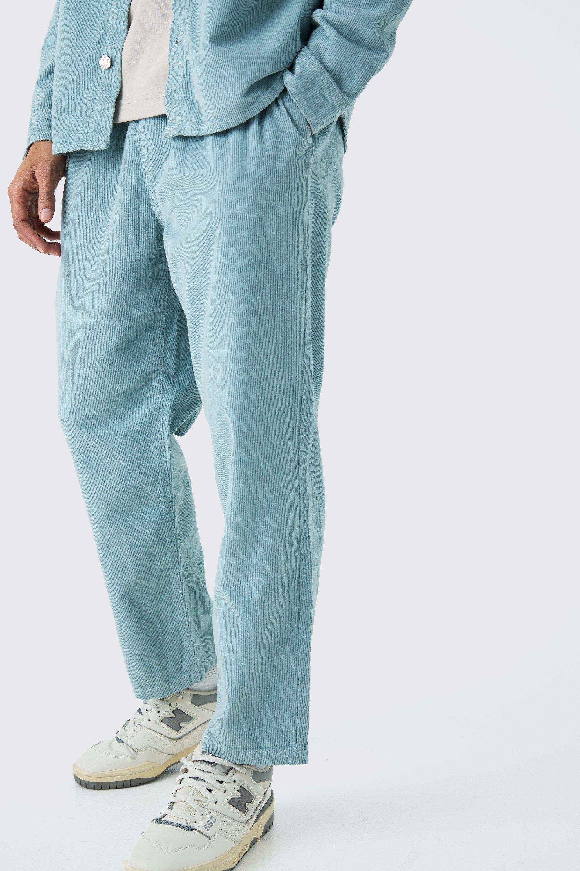 Image of Pantaloni Skate in velluto a coste color ardesia con vita elasticizzata, Grigio