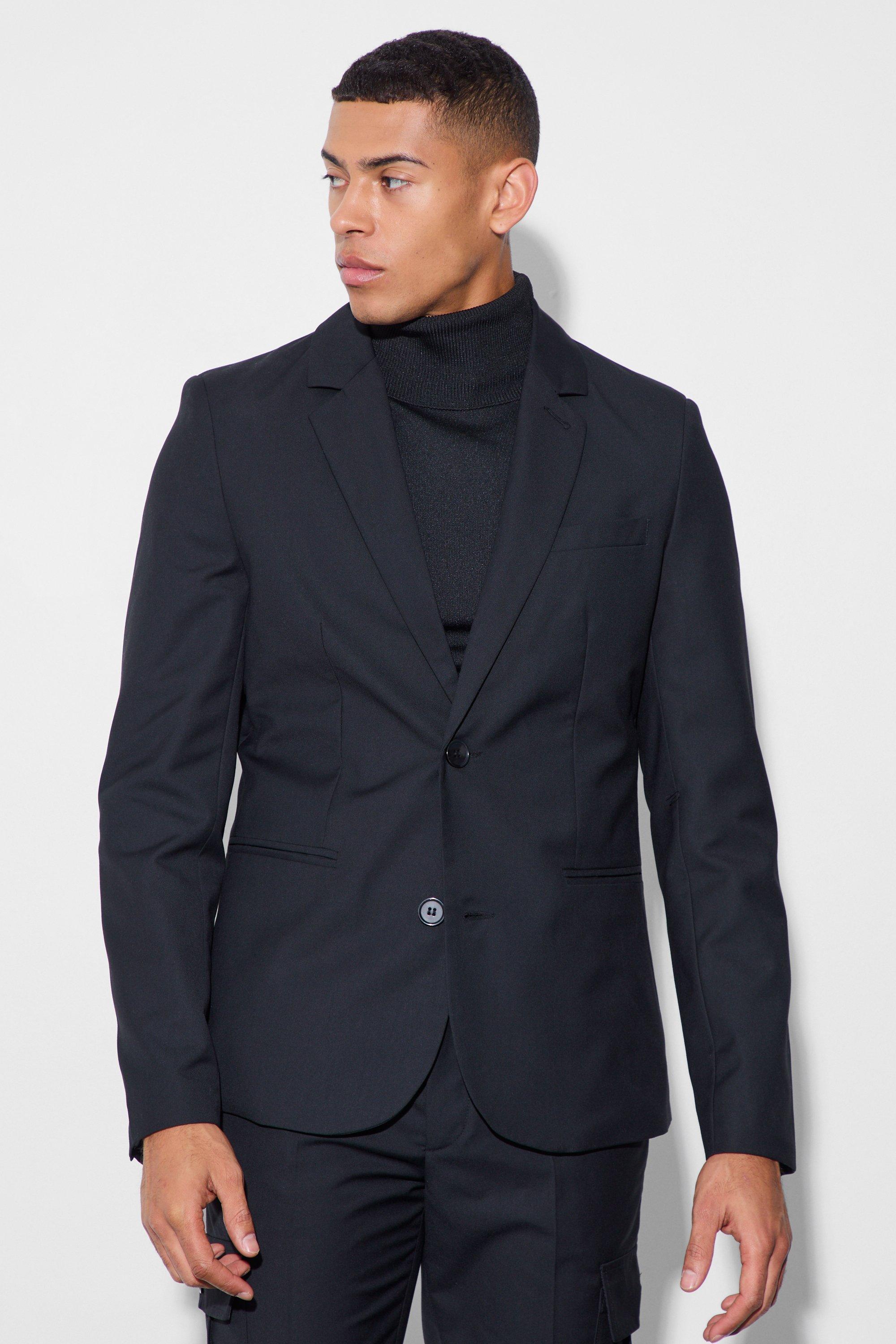 Mens Black Slim Fit Suit Jacket, Black