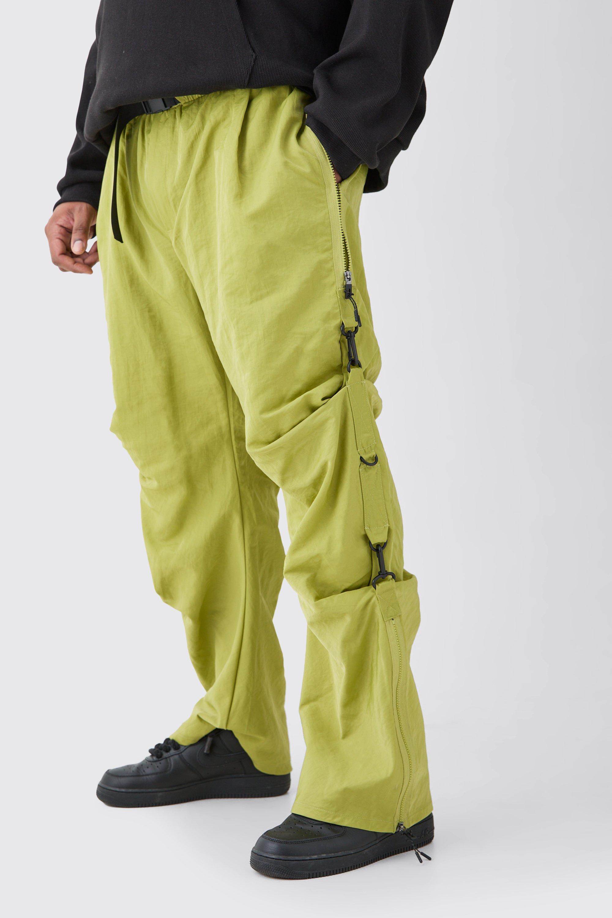 Image of Pantaloni Plus Size rilassati in nylon con vita elasticizzata, Verde