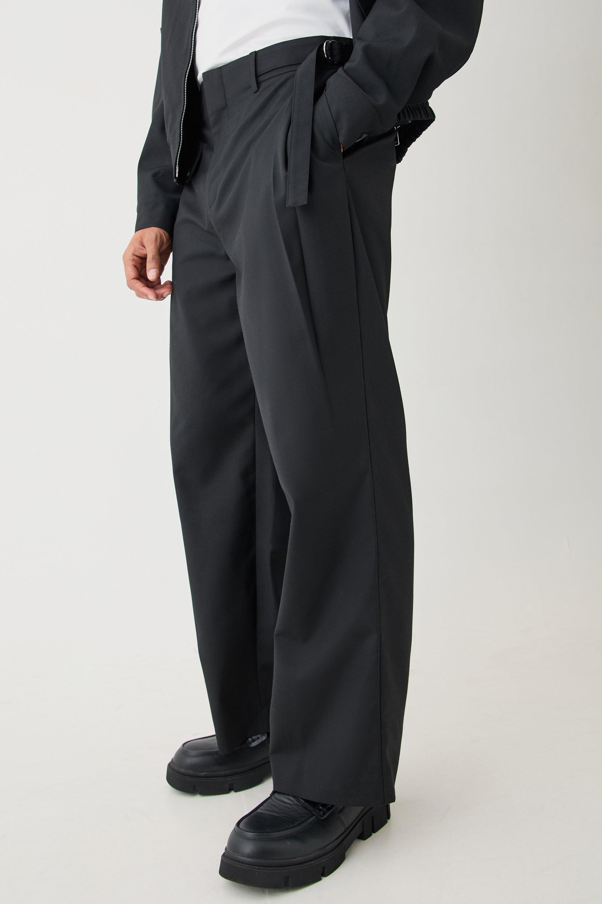 Mens Black Formal Wide Fit Trousers, Black