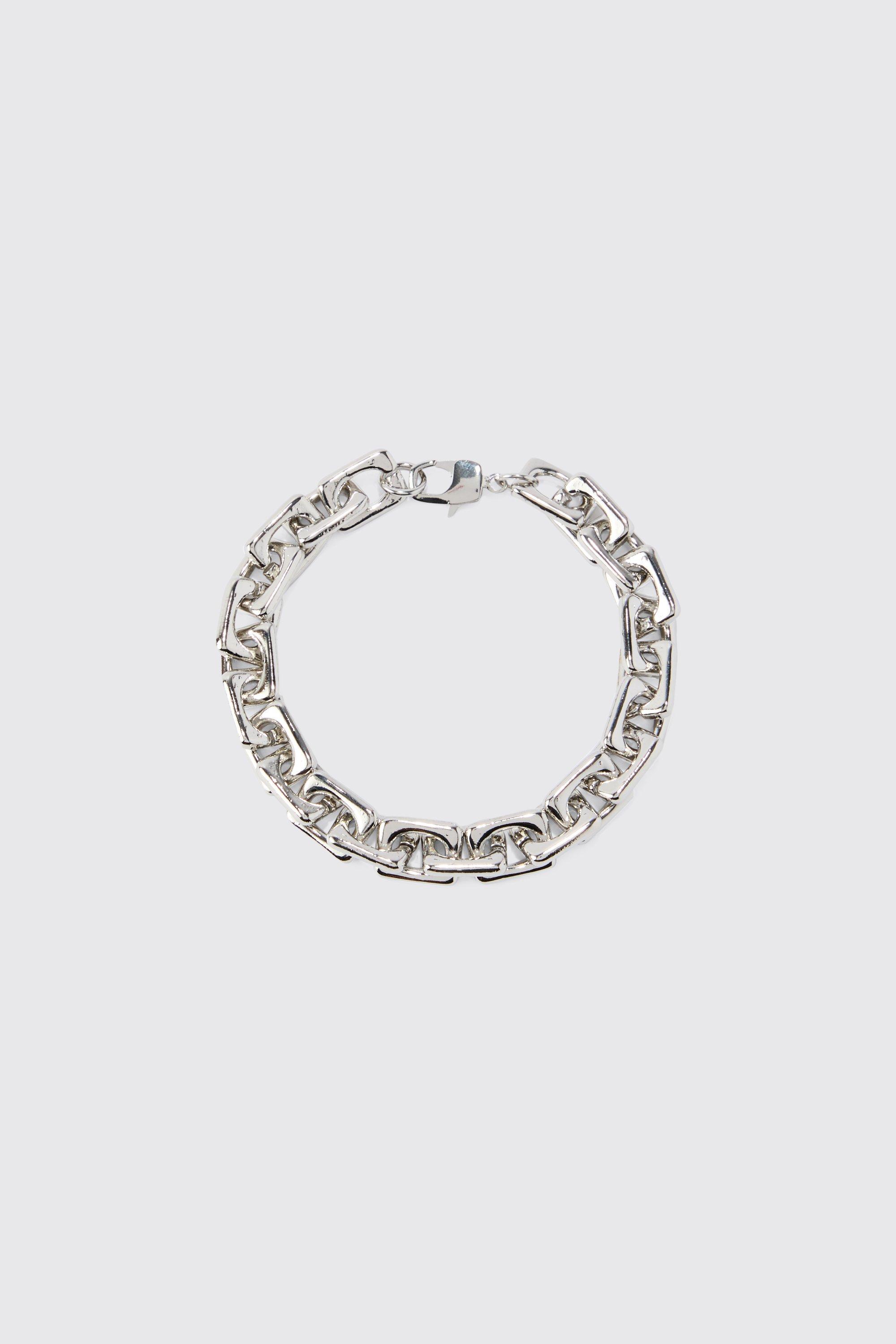 Mens Grey Chain Link Bracelet, Grey