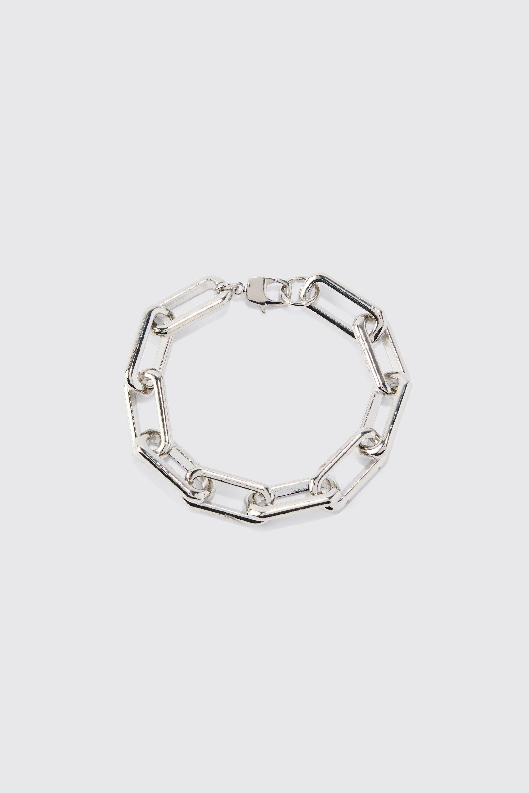 Mens Grey Chain Link Bracelet, Grey