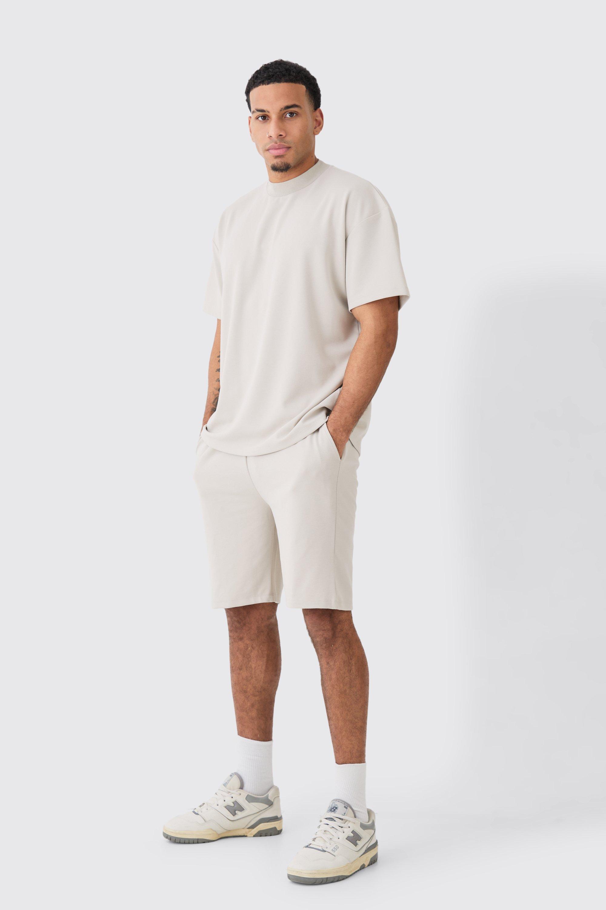 Image of T-shirt & pantaloncini oversize Premium super pesanti, Beige