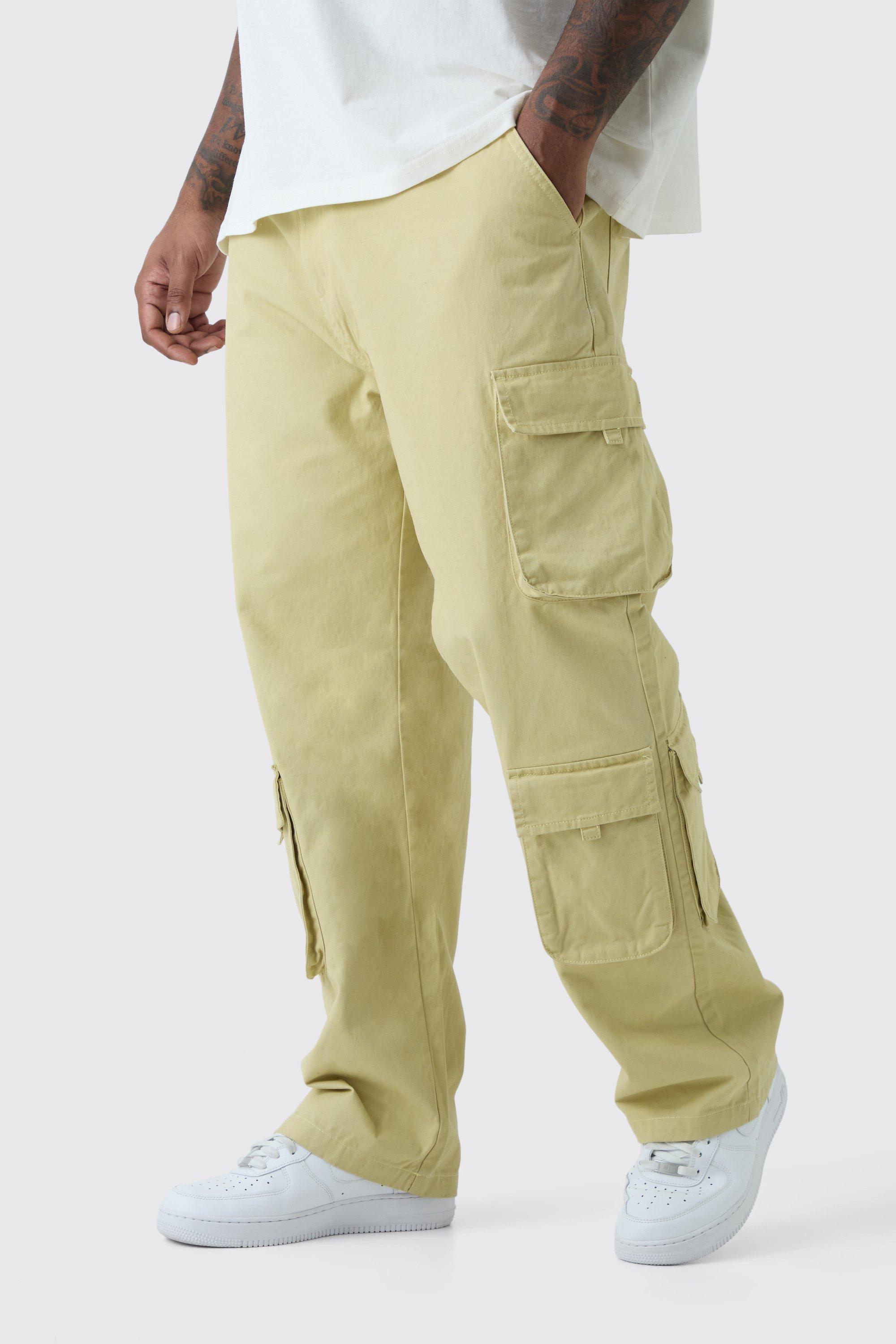 grande taille - pantalon cargo droit à taille fixe homme - vert - 38, vert