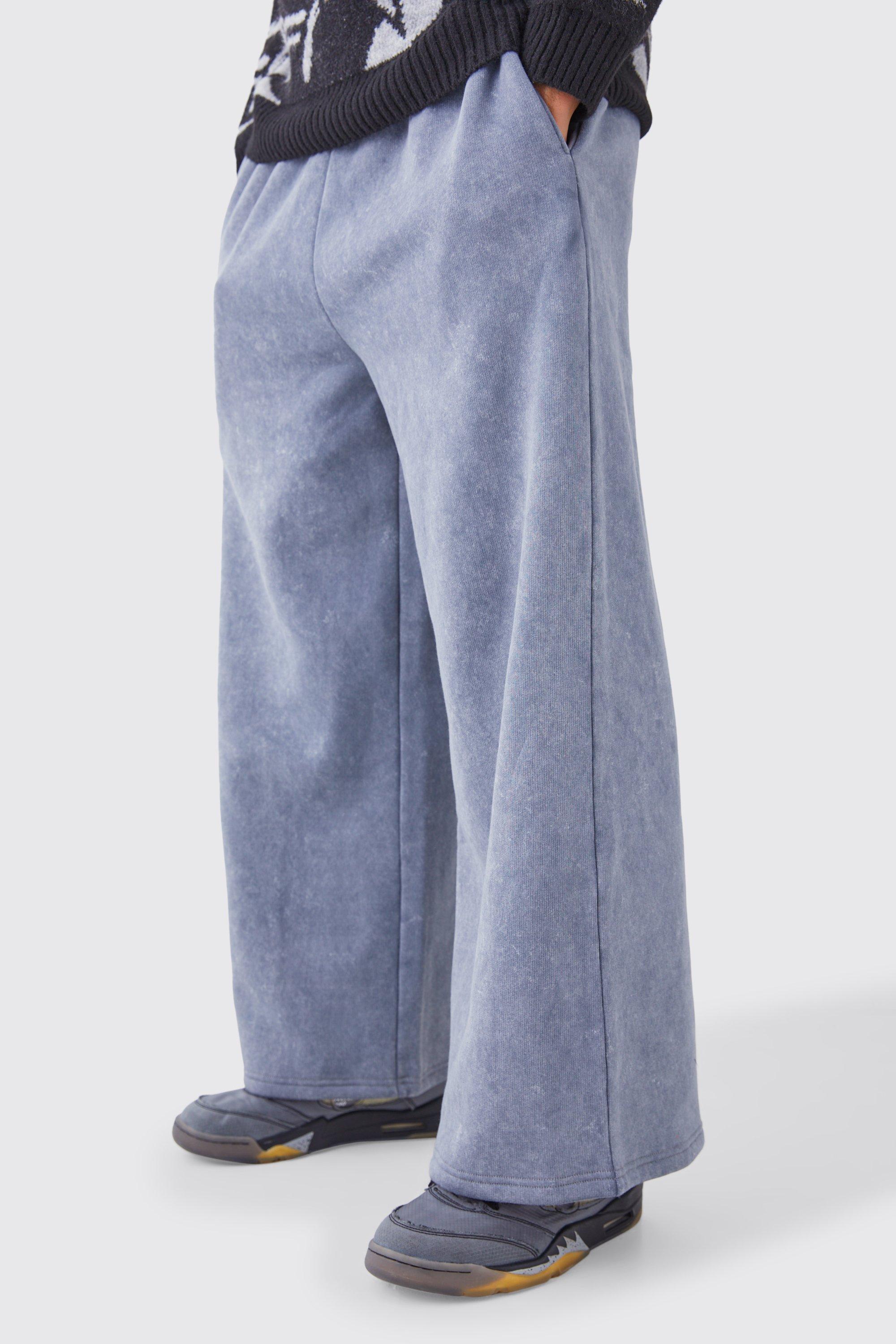 Image of Pantaloni tuta a gamba super ampia slavati, Grigio