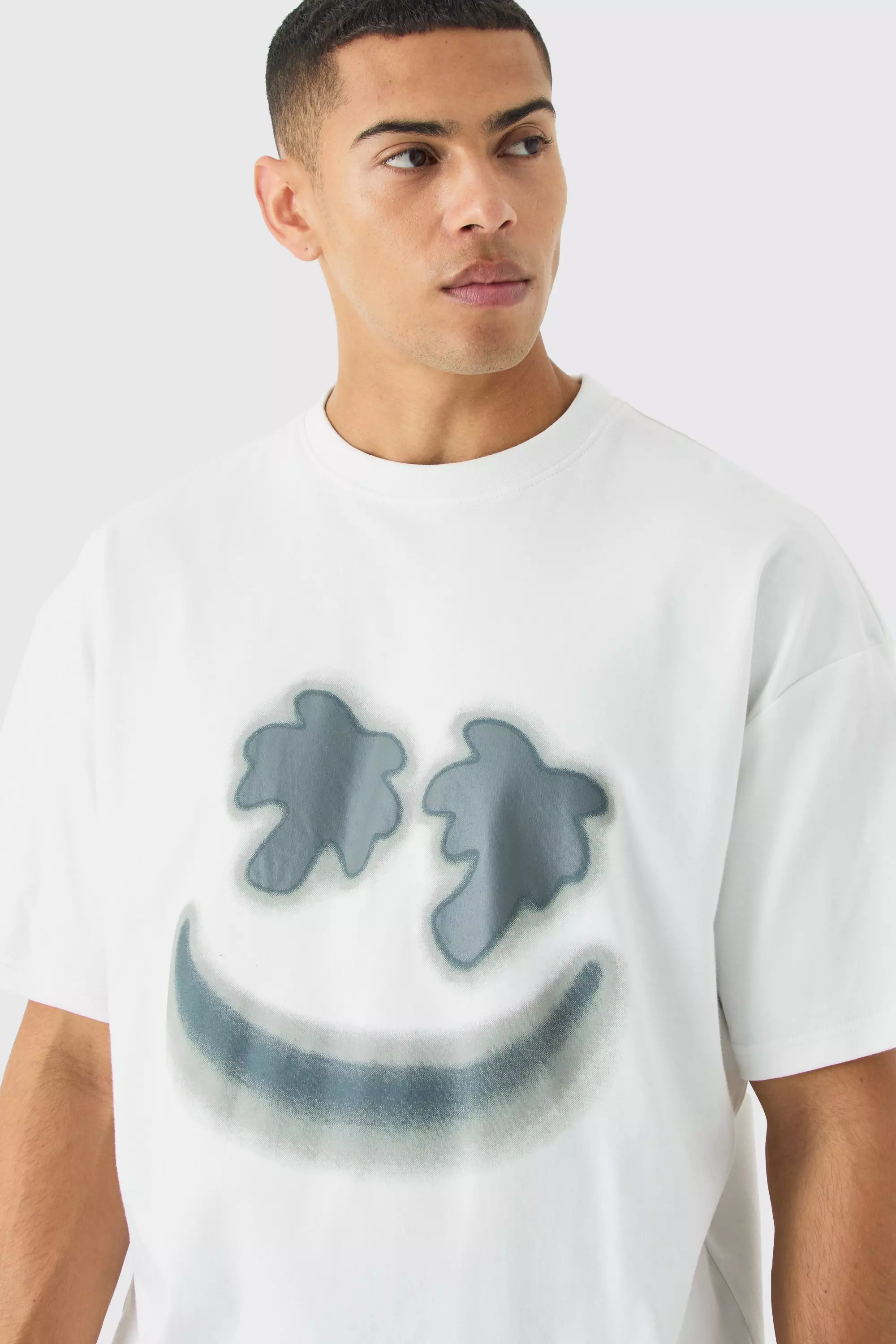 Oversized Interlock Tropics Smiley T-shirt | boohooMAN