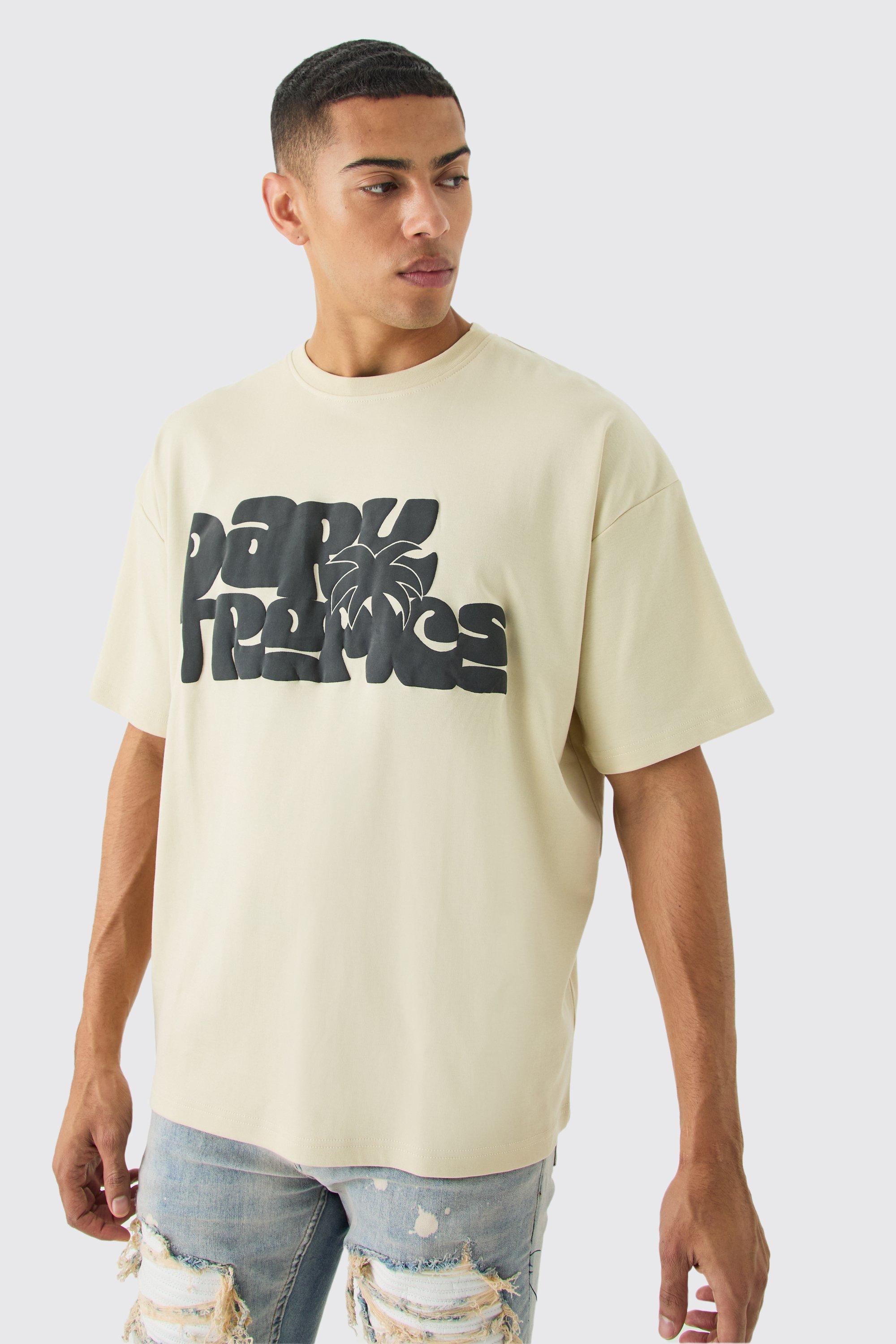 Image of T-shirt oversize Interlock Dark Tropics, Beige