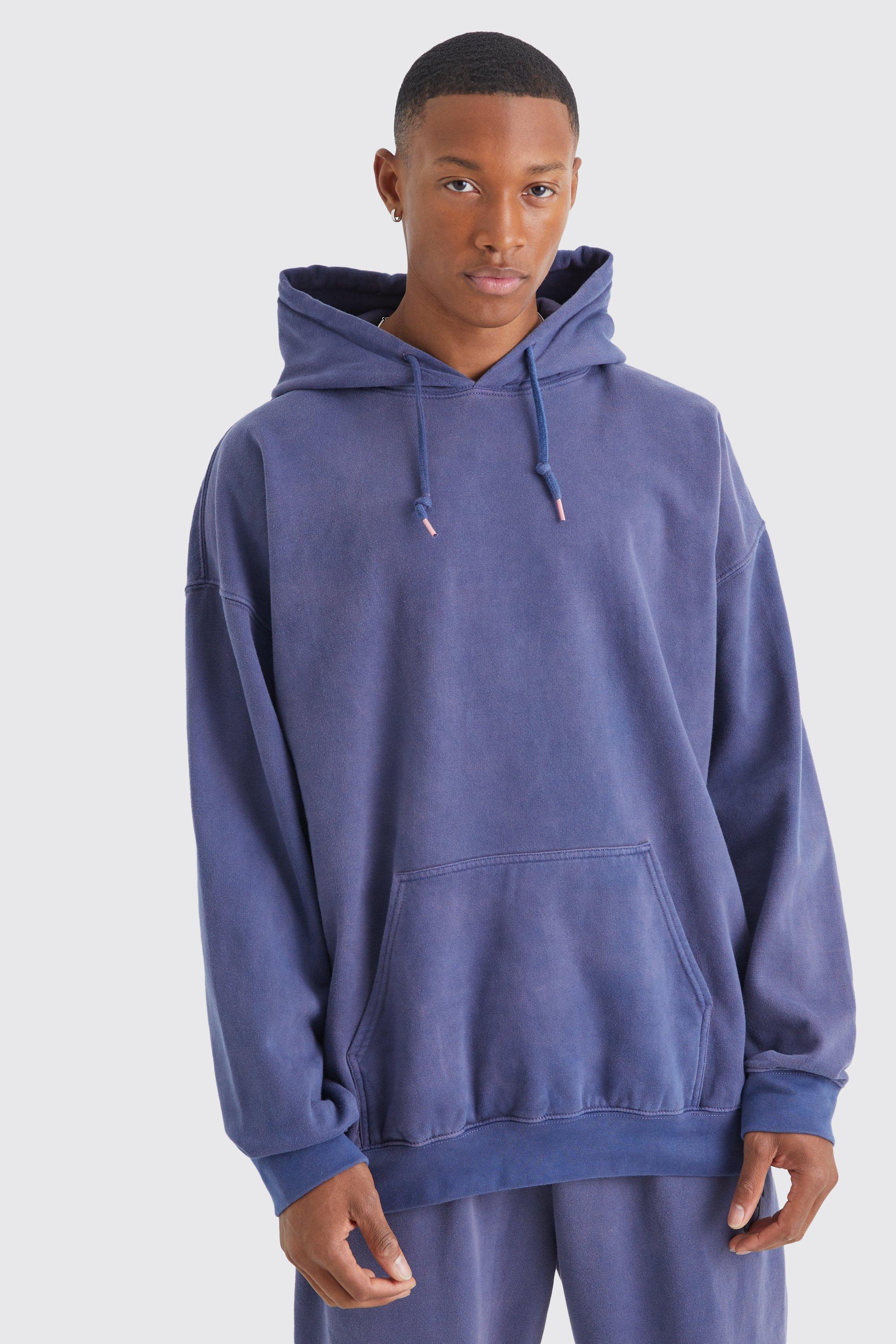 Mens Purple Oversized Washed Hoodie, Purple